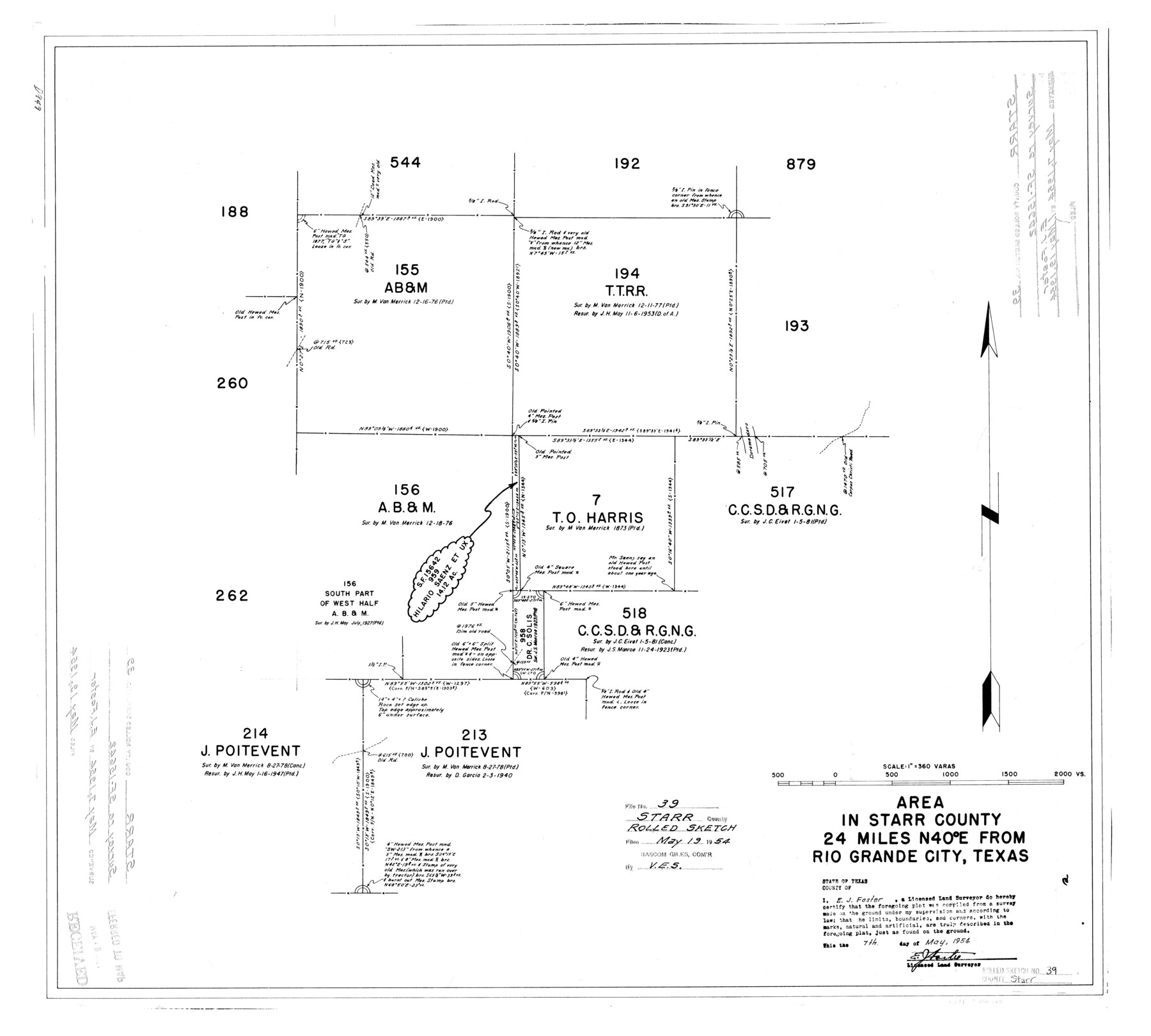 7833, Starr County Rolled Sketch 39, General Map Collection