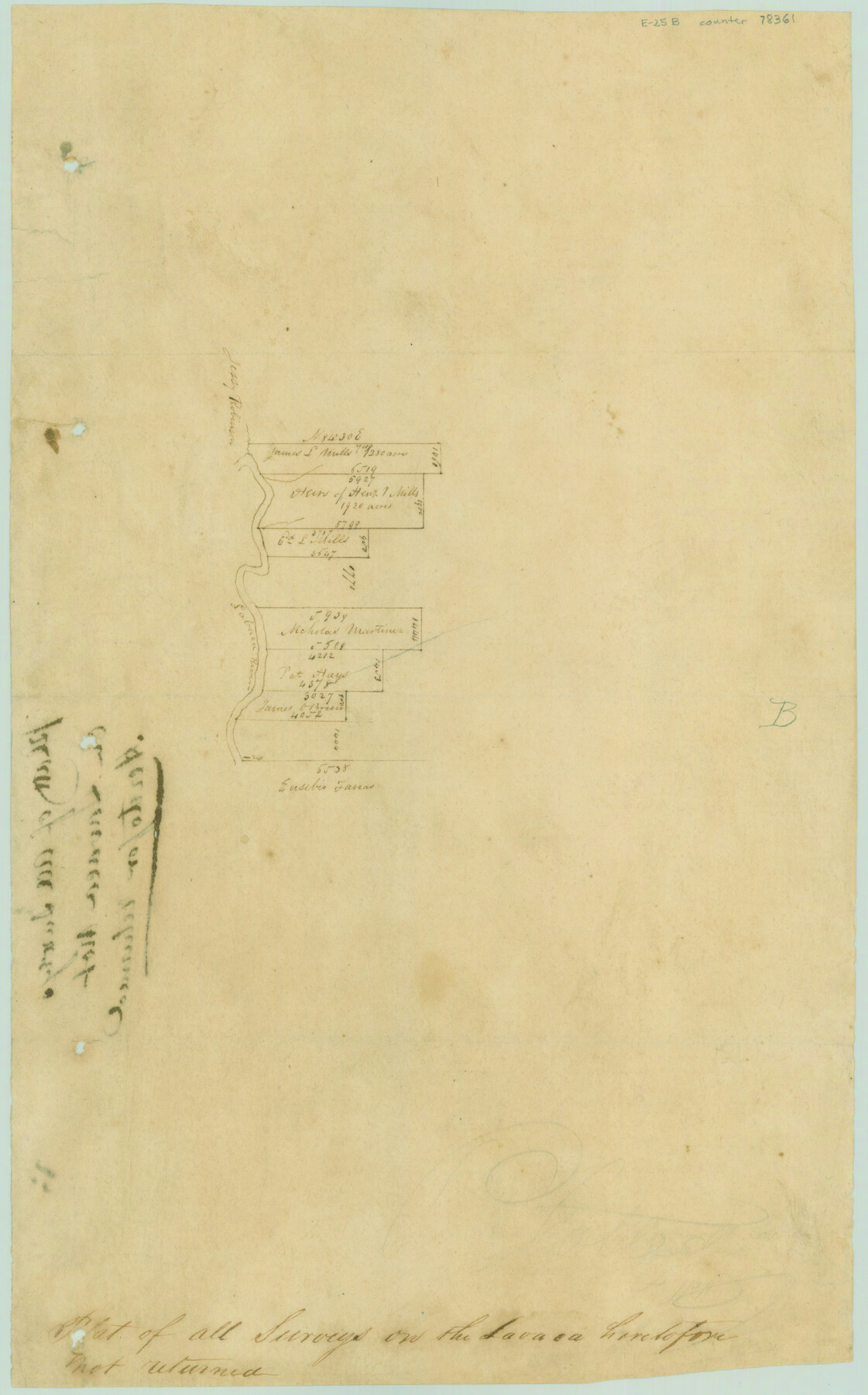 78361, Plat of All Surveys on the Lavaca Not Heretofor Returned, General Map Collection