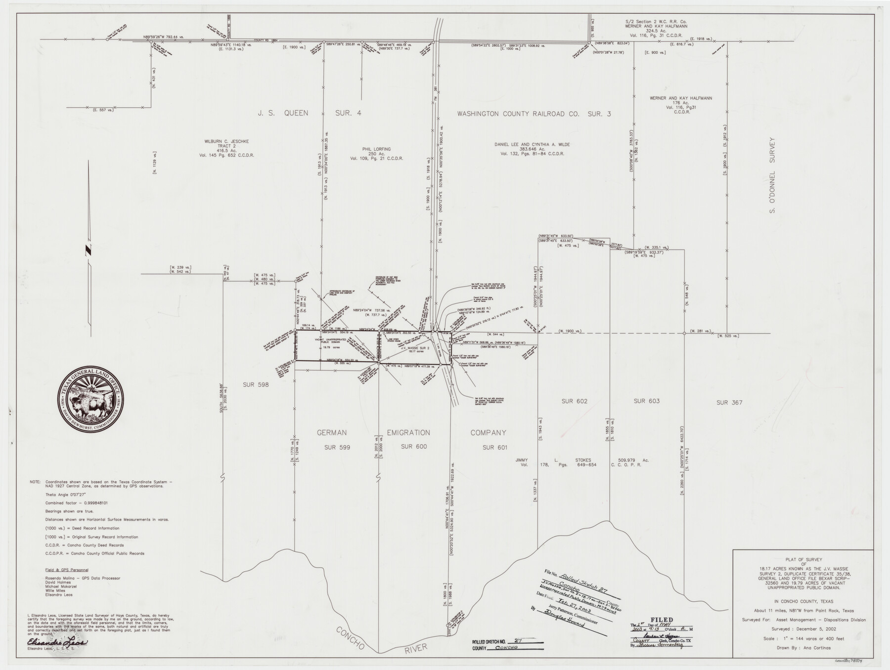 78514, Concho County Rolled Sketch 27, General Map Collection