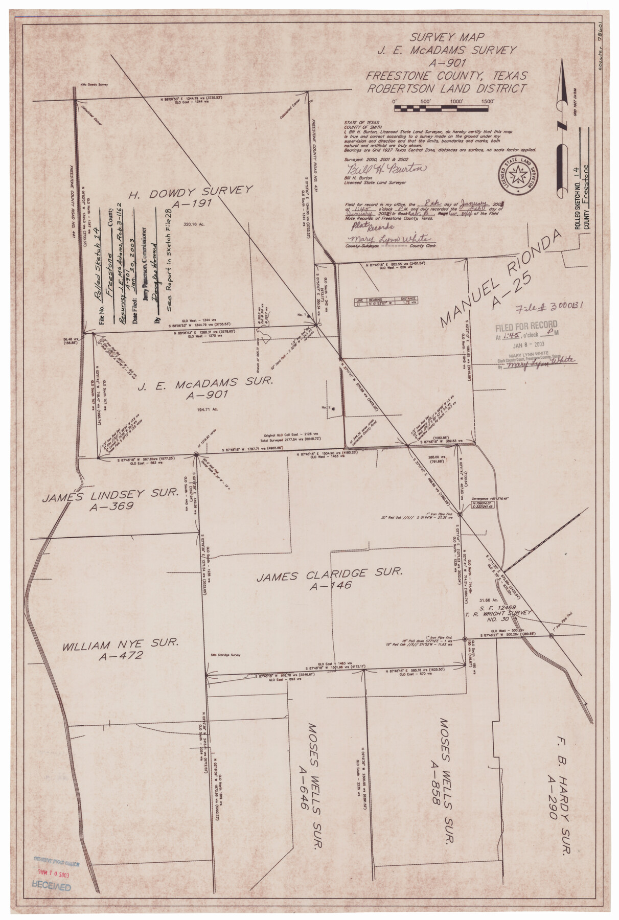 78601, Freestone County Rolled Sketch 14, General Map Collection