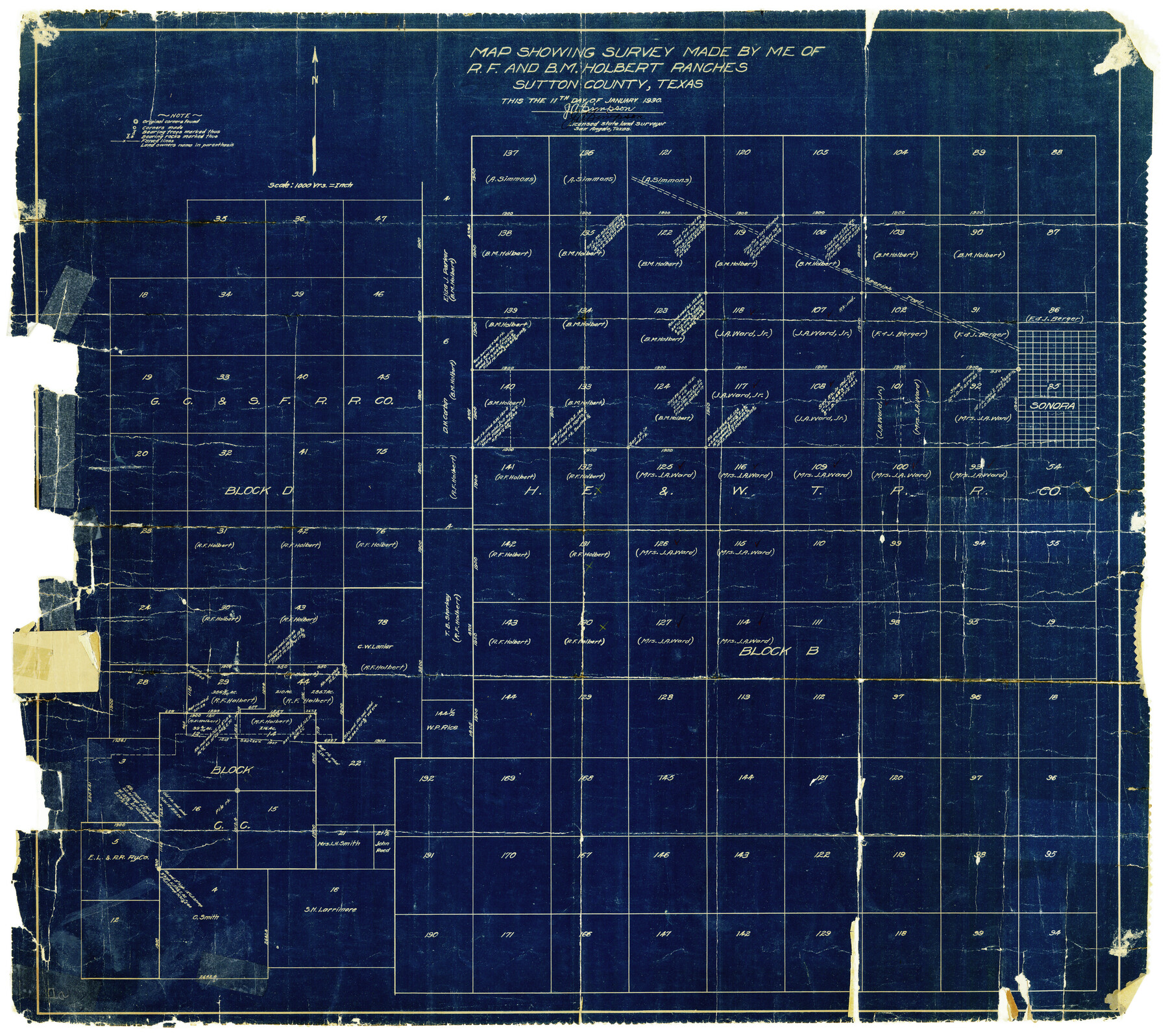 7882, Sutton County Rolled Sketch 40, General Map Collection
