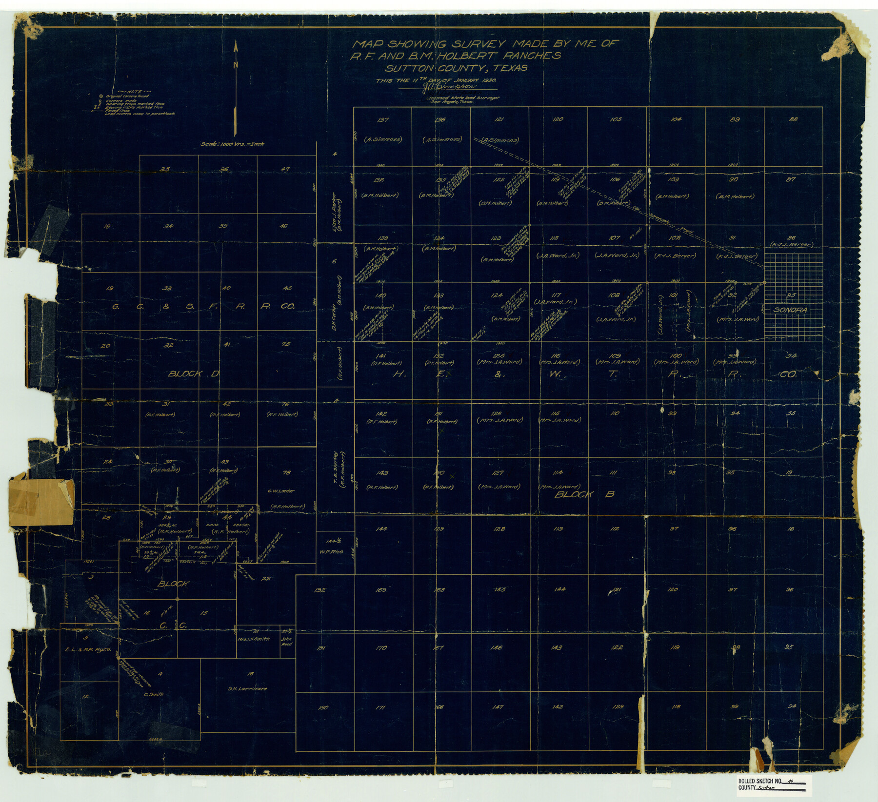 7882, Sutton County Rolled Sketch 40, General Map Collection