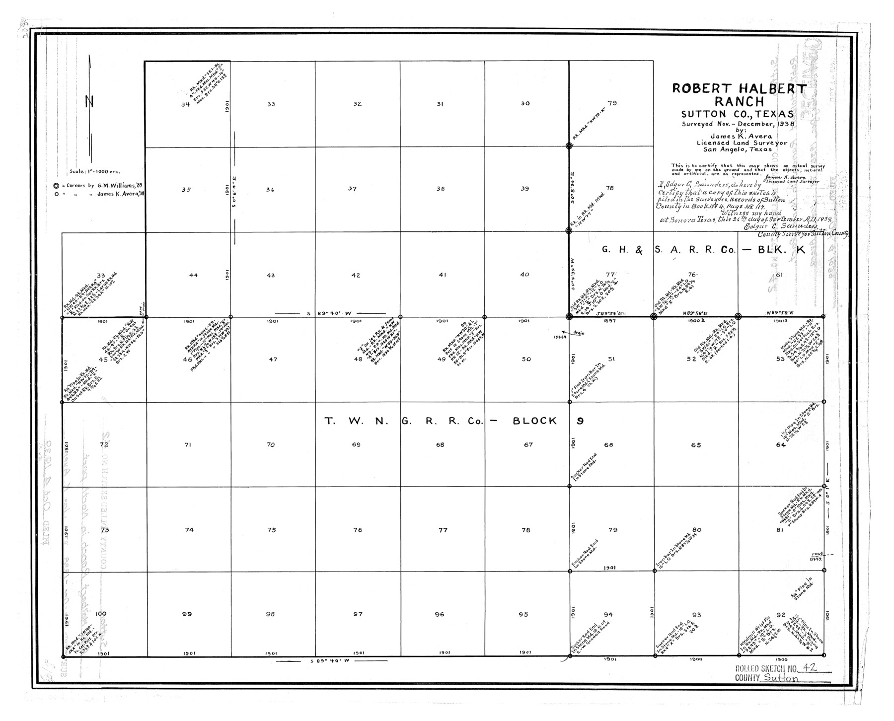 7884, Sutton County Rolled Sketch 42, General Map Collection