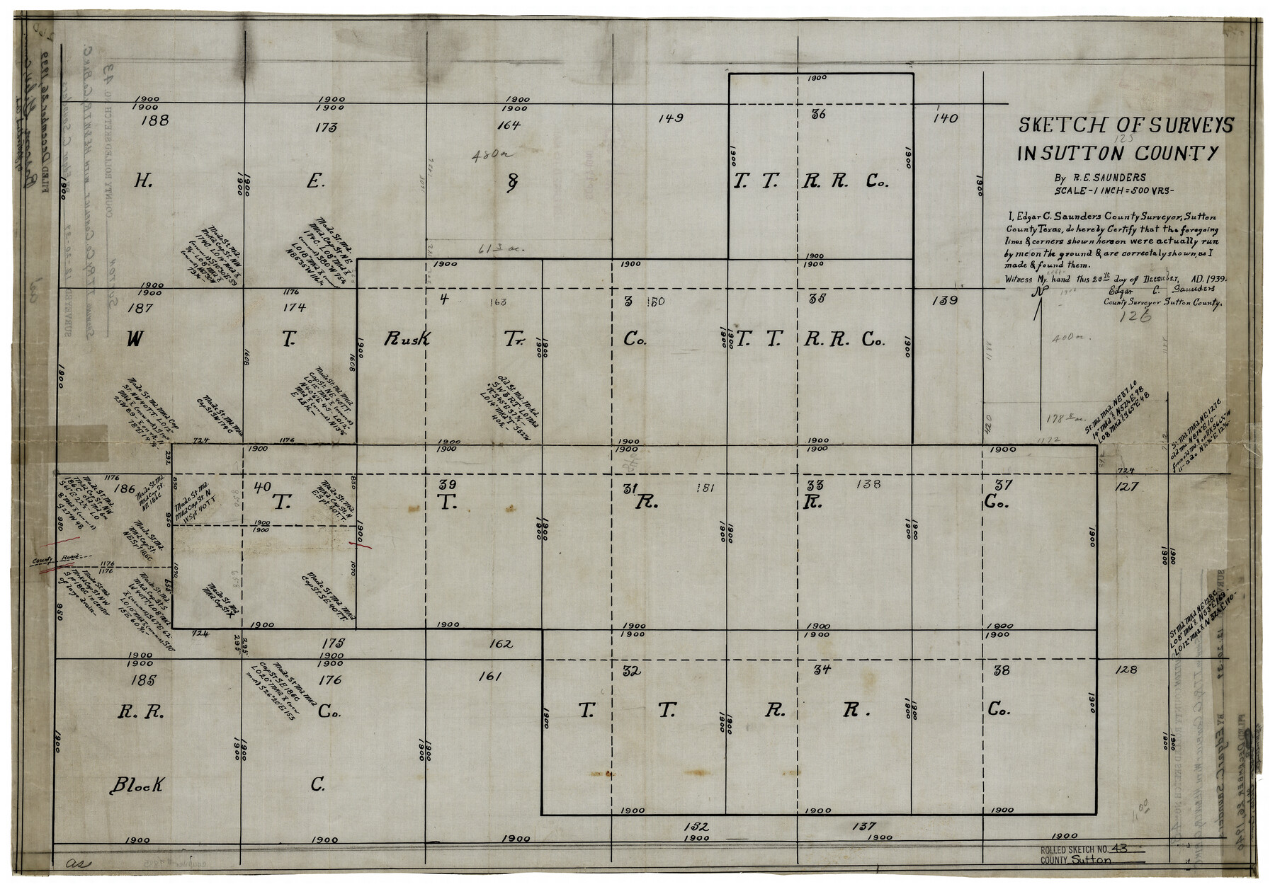 7885, Sutton County Rolled Sketch 43, General Map Collection
