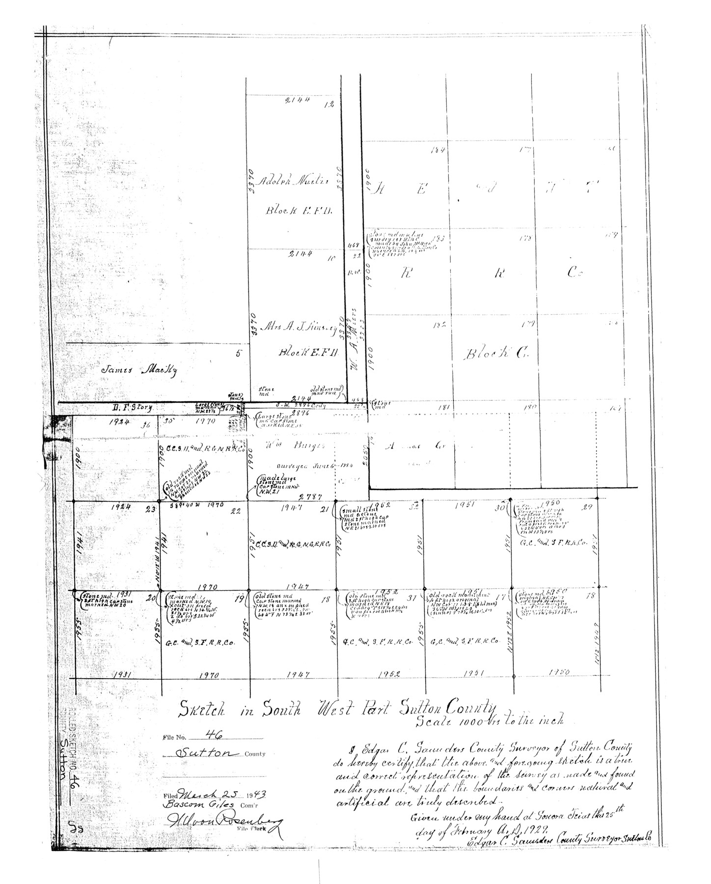 7887, Sutton County Rolled Sketch 46, General Map Collection