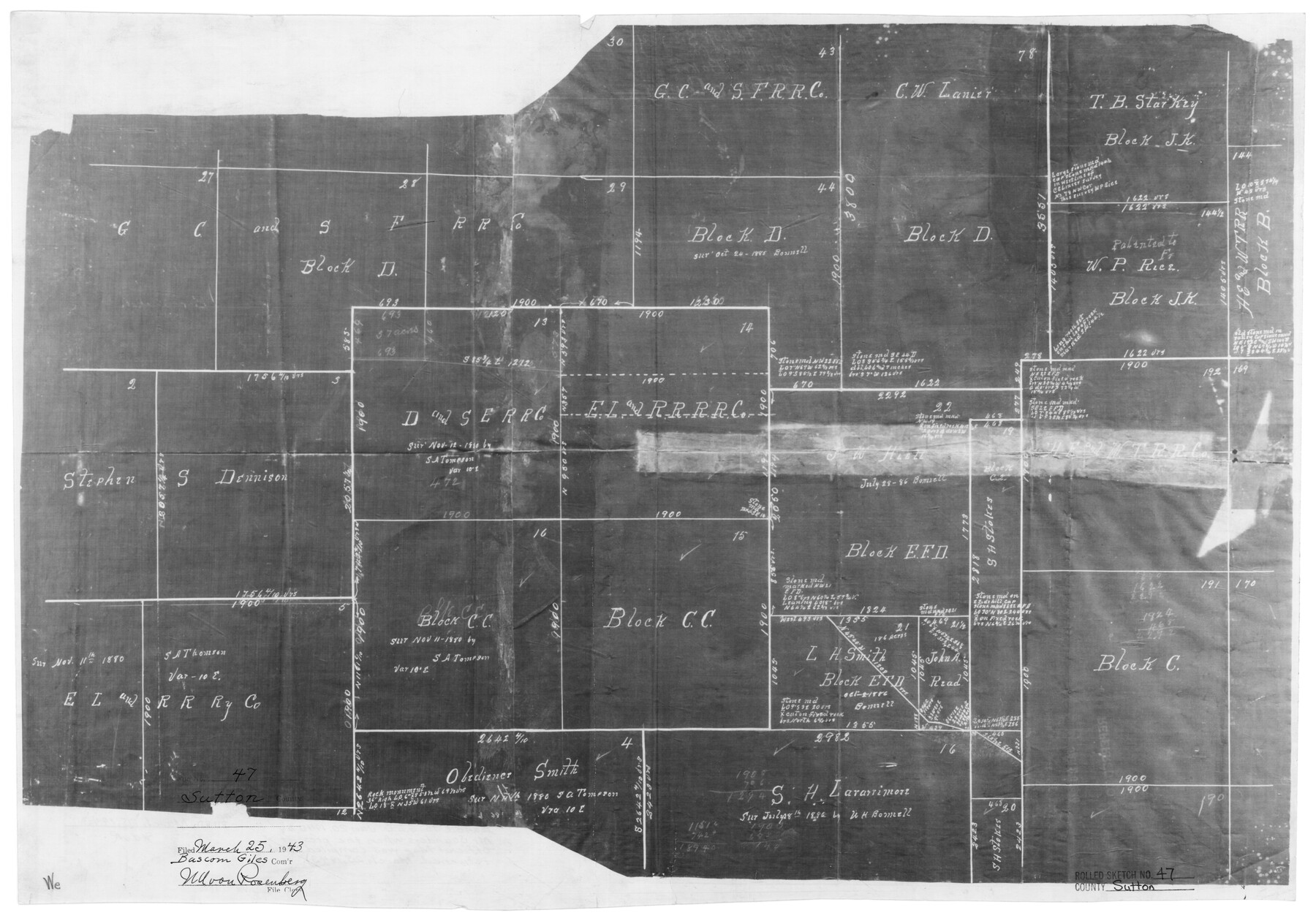 7888, Sutton County Rolled Sketch 47, General Map Collection
