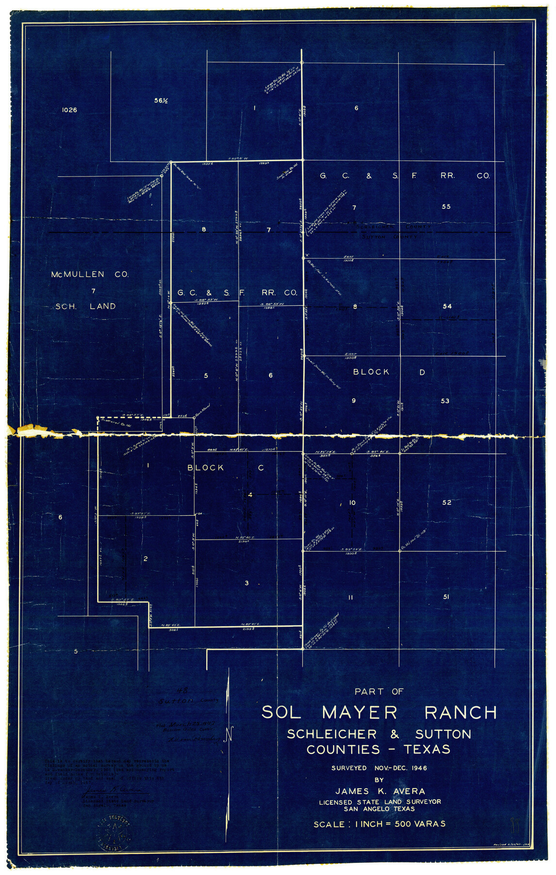 7889, Sutton County Rolled Sketch 48, General Map Collection
