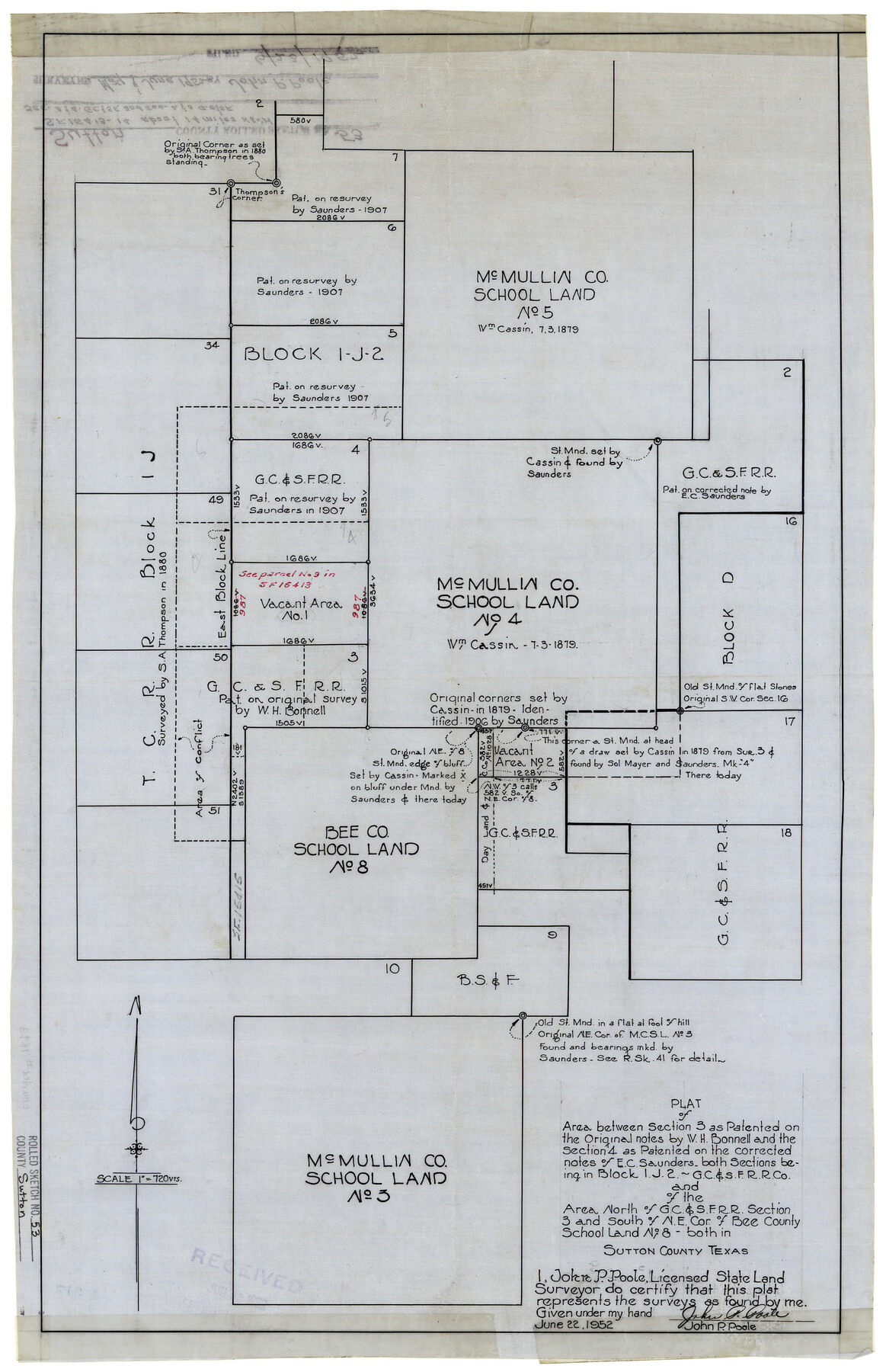 7893, Sutton County Rolled Sketch 53, General Map Collection
