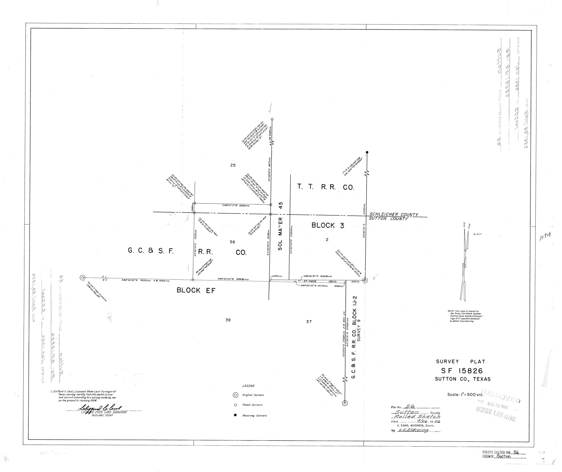 7895, Sutton County Rolled Sketch 56, General Map Collection