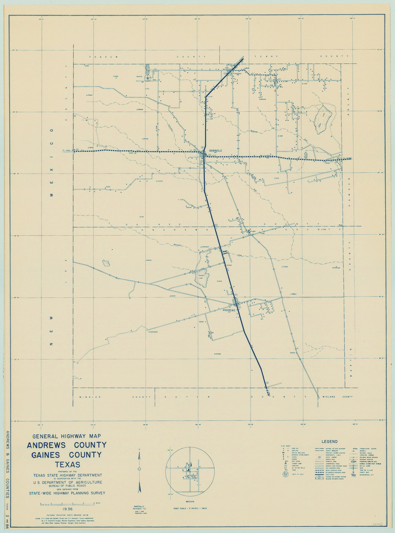 79002, General Highway Map, Andrews County, Gaines County, Texas, Texas State Library and Archives