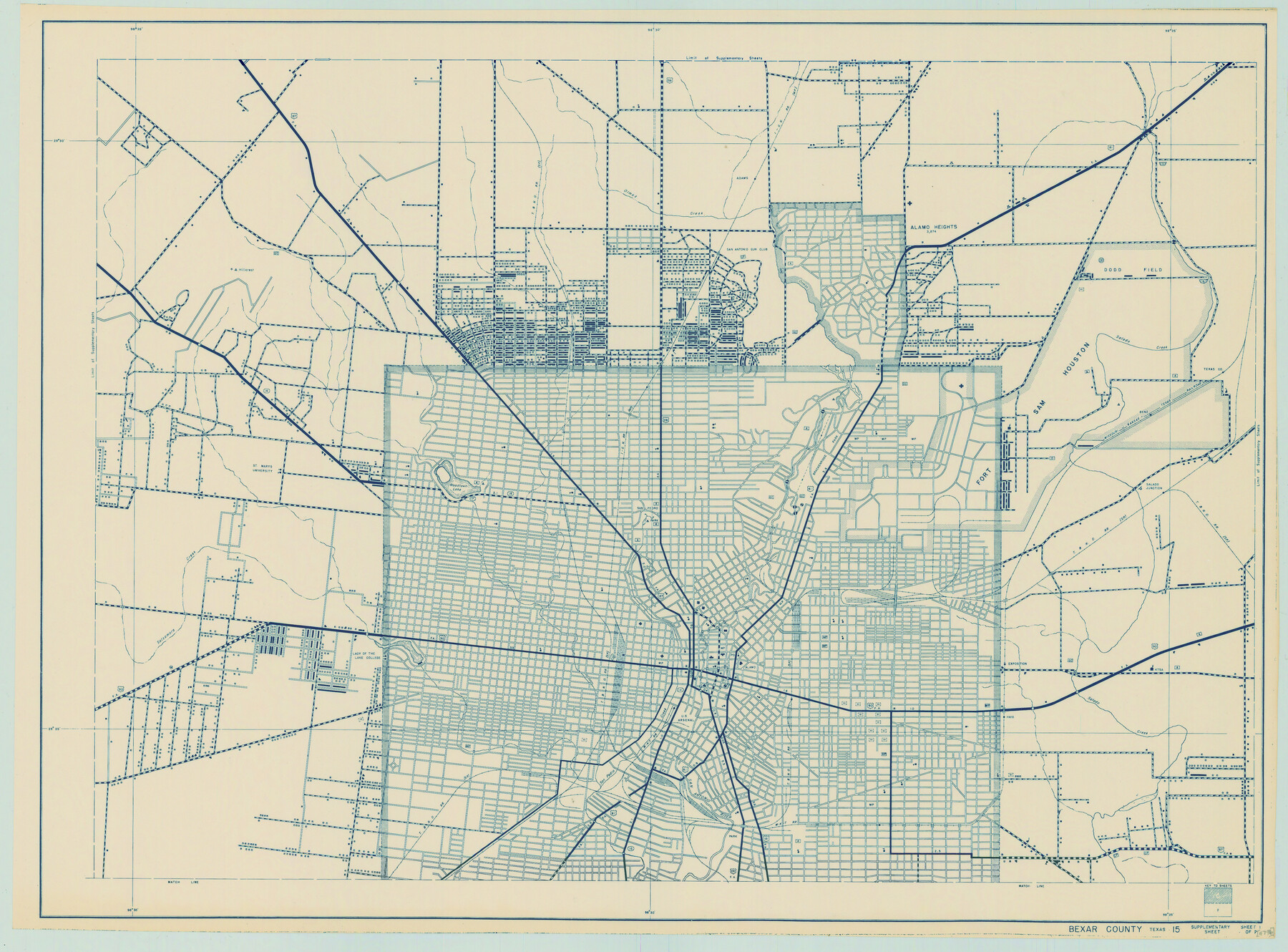 79018, General Highway Map.  Detail of Cities and Towns in Bexar County, Texas [San Antonio and vicinity], Texas State Library and Archives