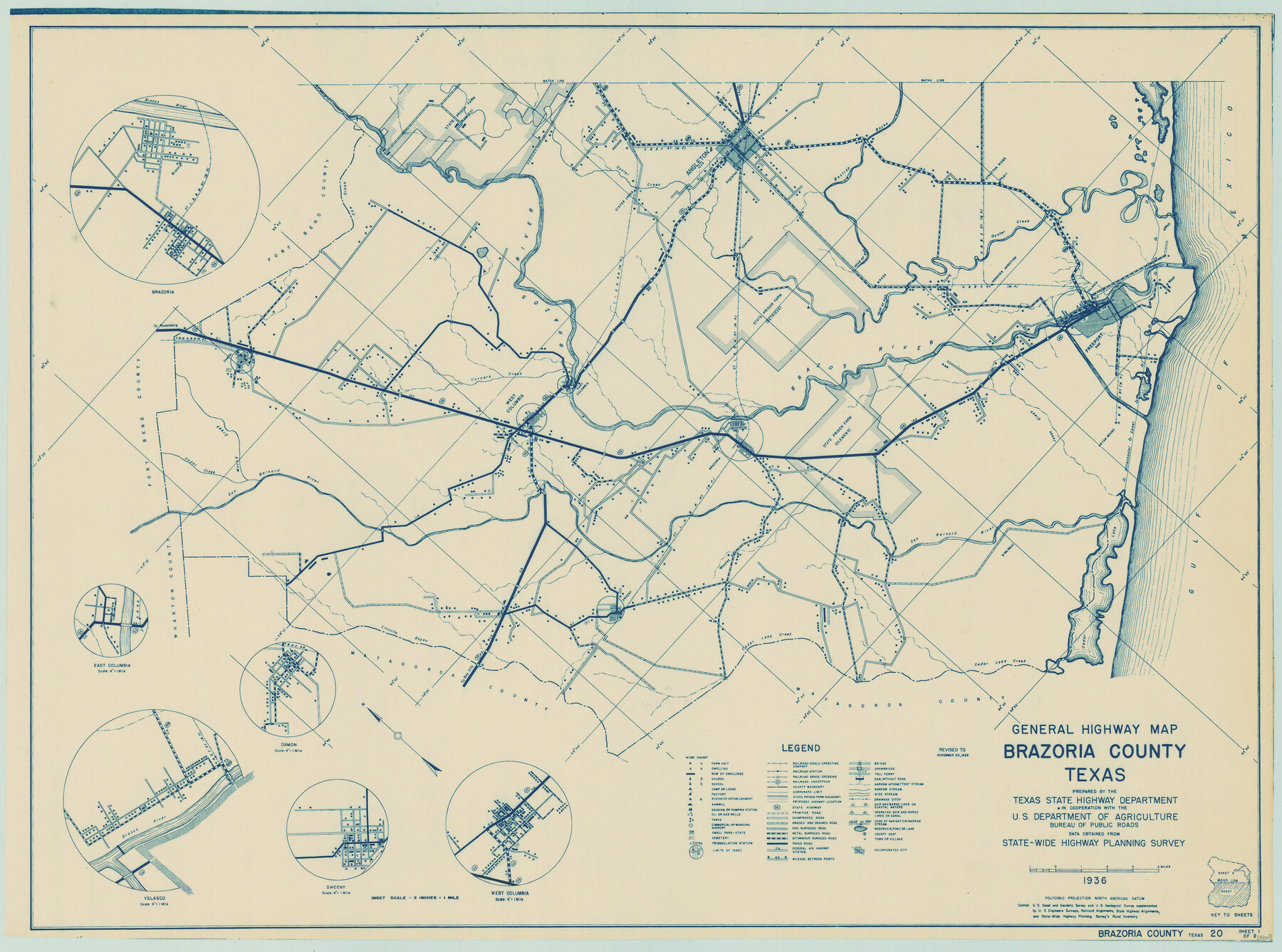 79024, General Highway Map, Brazoria County, Texas, Texas State Library and Archives