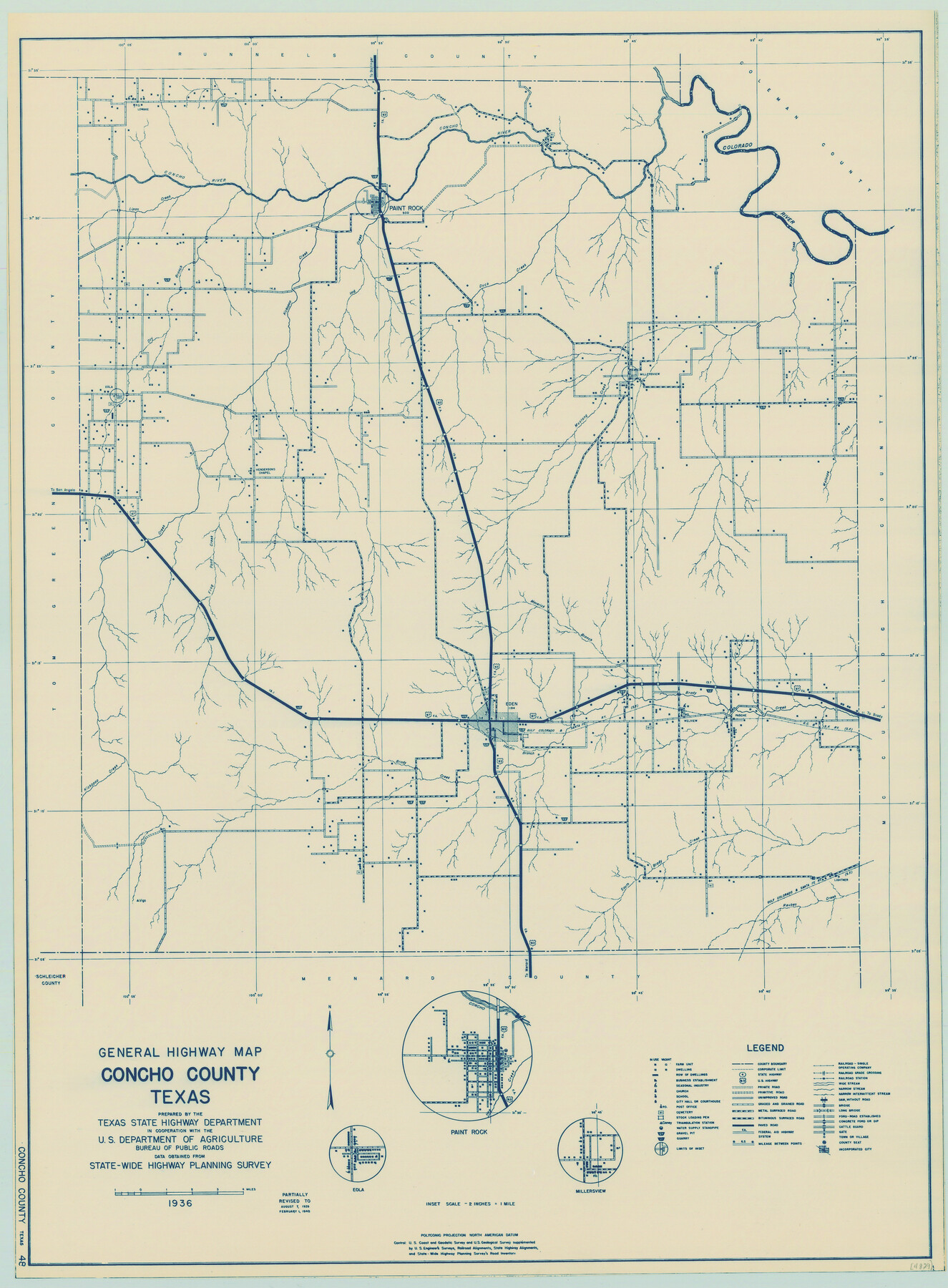 79057, General Highway Map, Concho County, Texas, Texas State Library and Archives