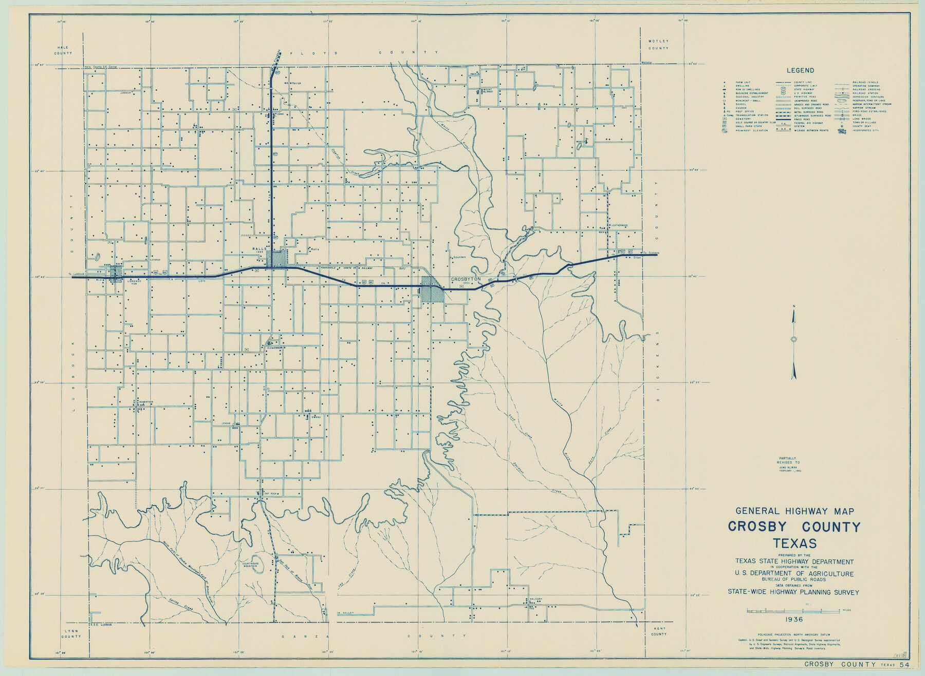 79063, General Highway Map, Crosby County, Texas, Texas State Library and Archives