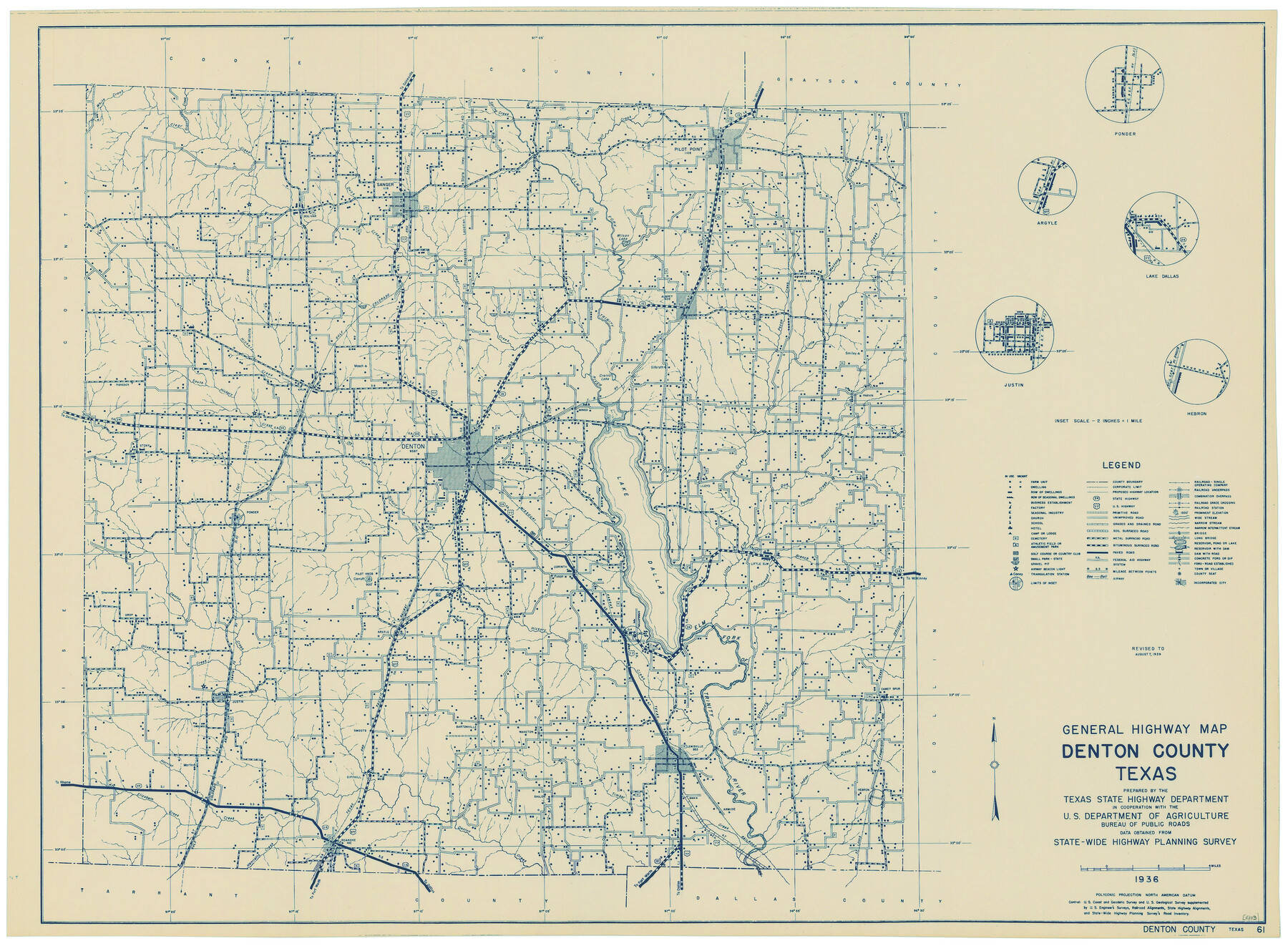 79074, General Highway Map, Denton County, Texas, Texas State Library and Archives
