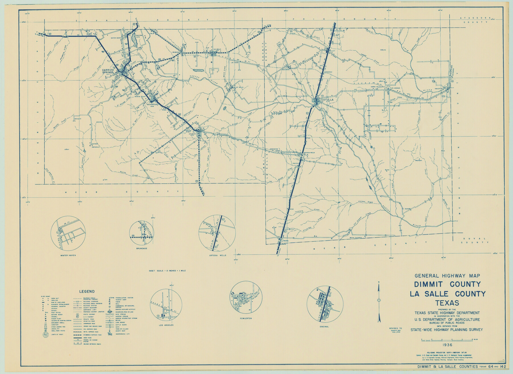 79077, General Highway Map, Dimmit County, La Salle County, Texas, Texas State Library and Archives