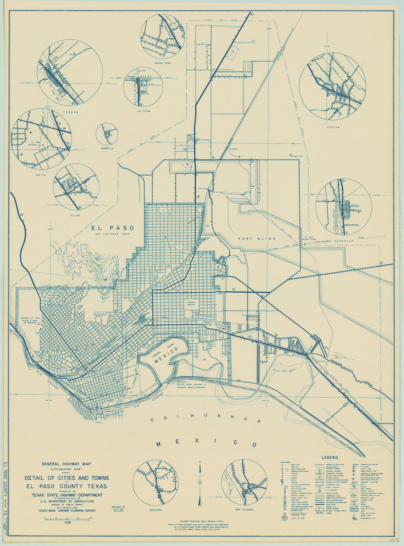 79085, General Highway Map.  Detail of Cities and Towns in El Paso County, Texas [El Paso and vicinity], Texas State Library and Archives