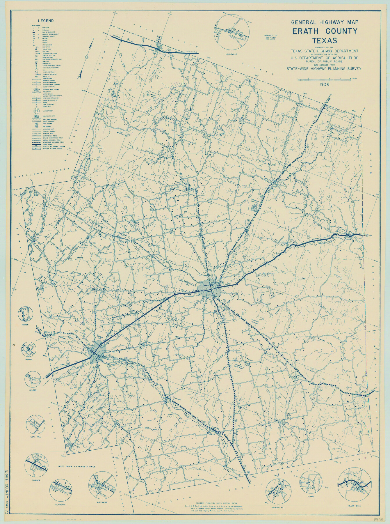 79086, General Highway Map, Erath County, Texas, Texas State Library and Archives