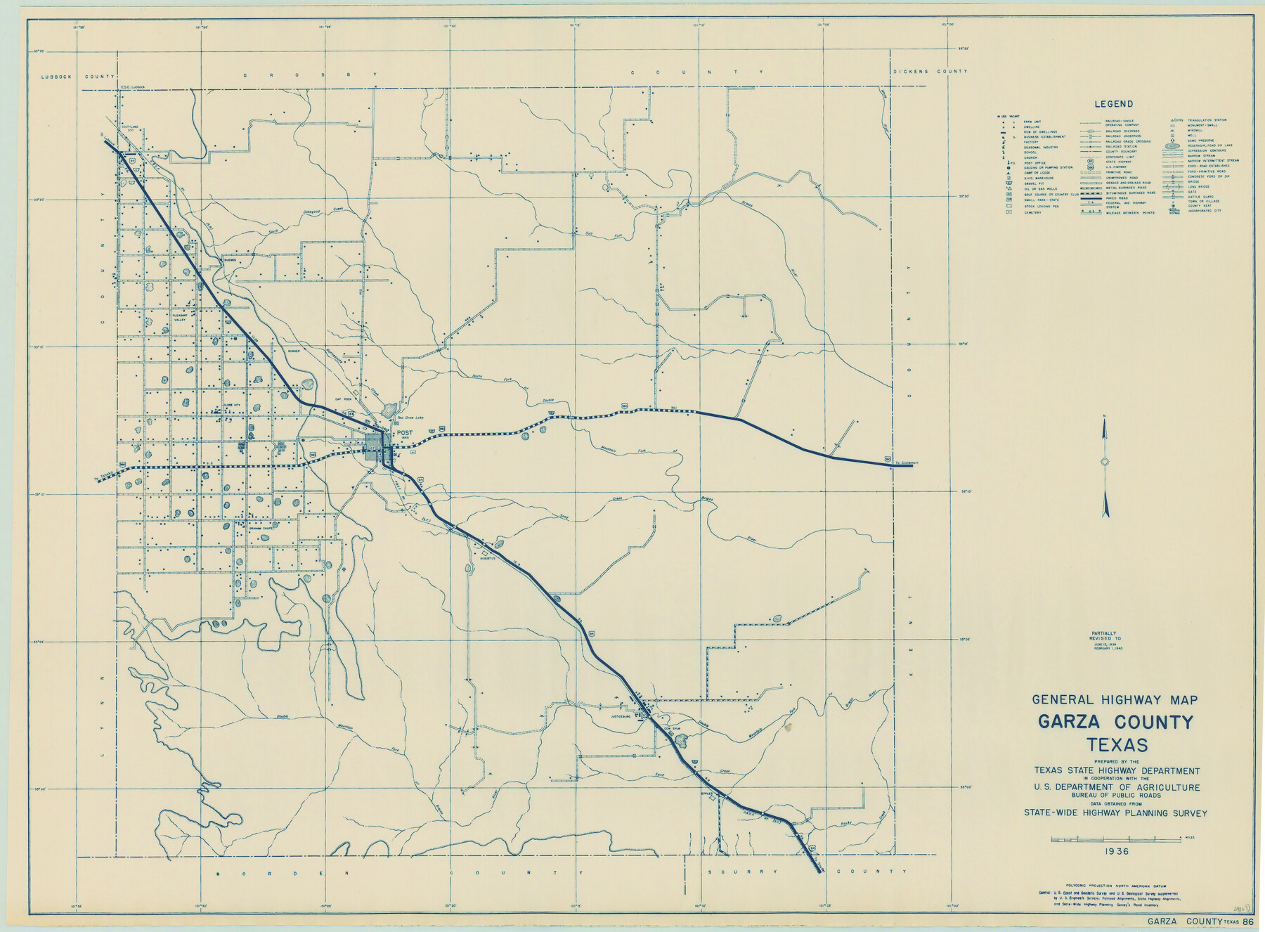 79098, General Highway Map, Garza County, Texas, Texas State Library and Archives