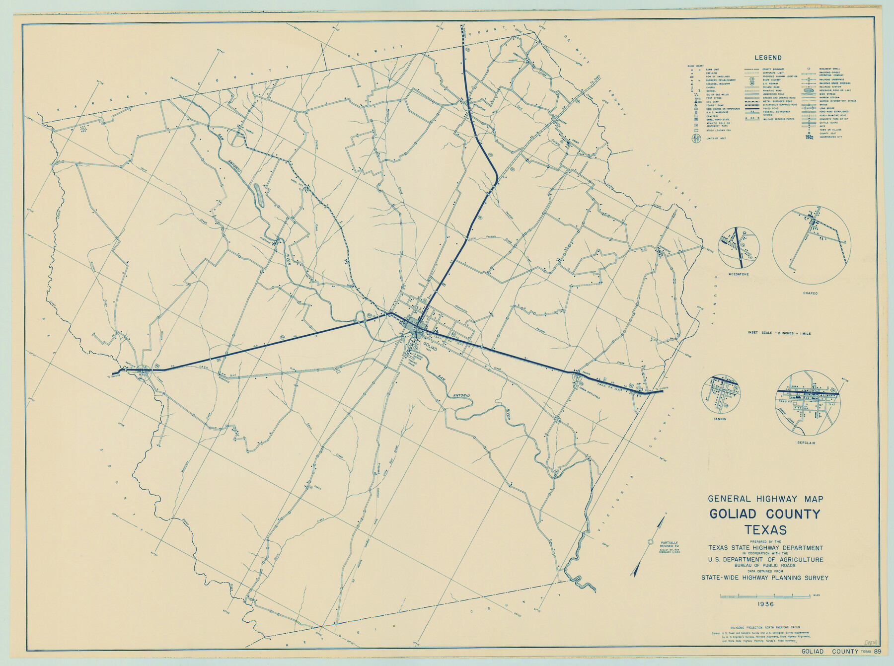 79101, General Highway Map, Goliad County, Texas, Texas State Library and Archives