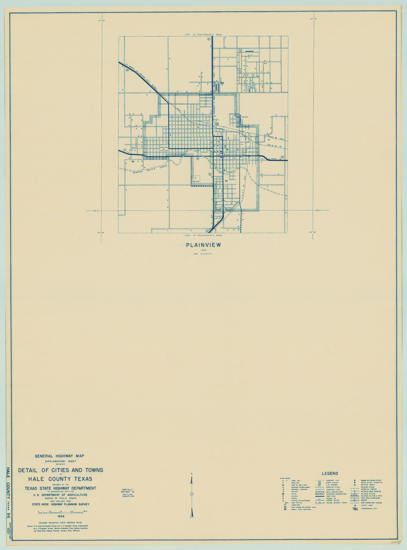 79109, General Highway Map.  Detail of Cities and Towns in Hale County, Texas [Plainview and vicinity], Texas State Library and Archives