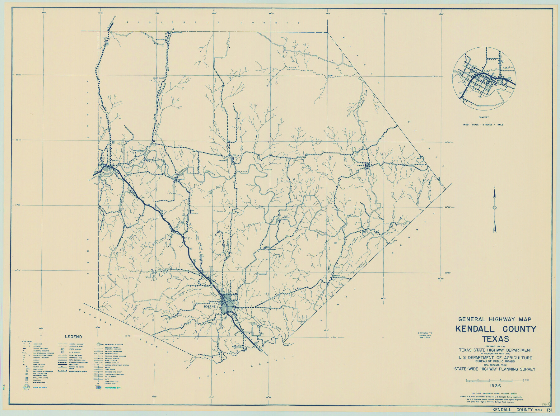79153, General Highway Map, Kendall County, Texas, Texas State Library and Archives