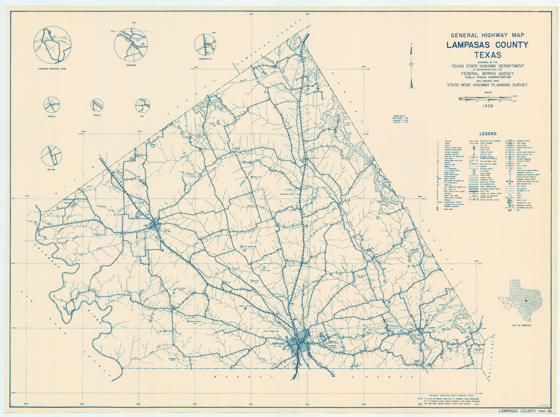 79169, General Highway Map, Lampasas County, Texas, Texas State Library and Archives