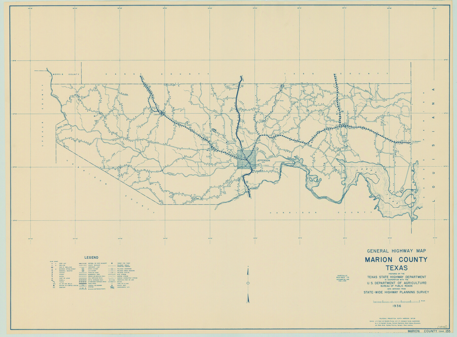 79184, General Highway Map, Marion County, Texas, Texas State Library and Archives