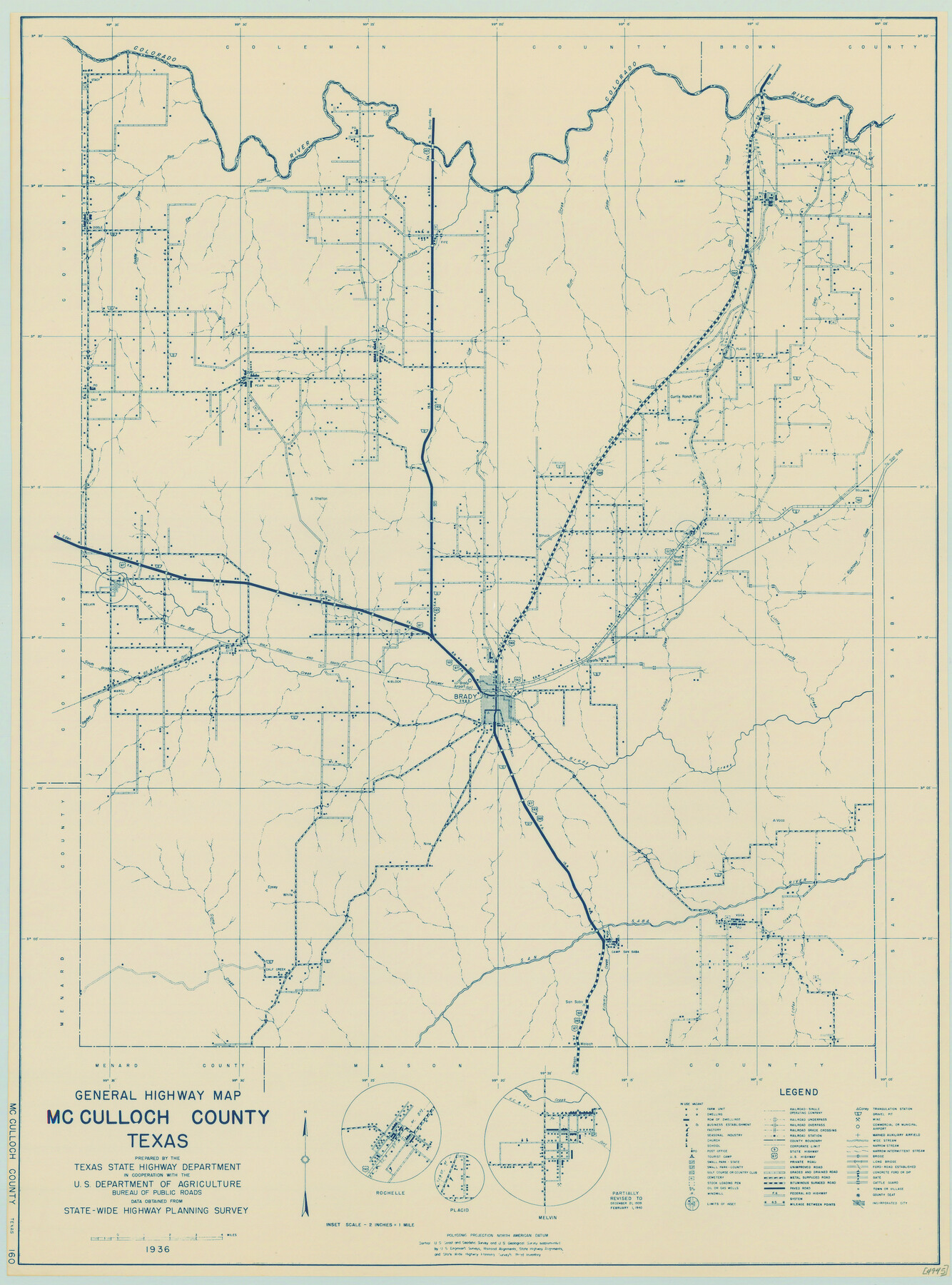 79190, General Highway Map, McCulloch County, Texas, Texas State Library and Archives