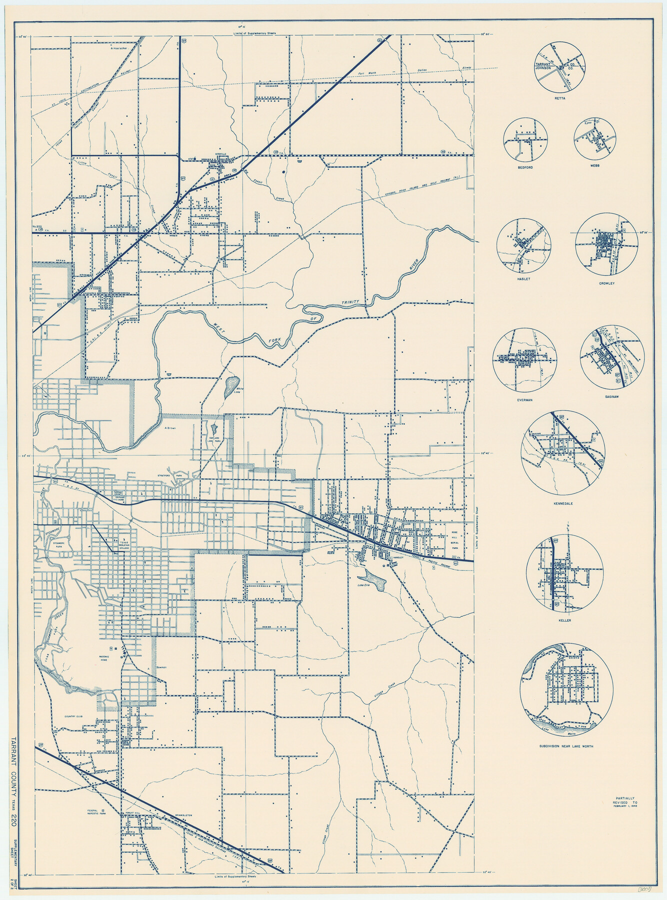 79253, General Highway Map.  Detail of Cities and Towns in Tarrant County, Texas [Fort Worth and vicinity], Texas State Library and Archives