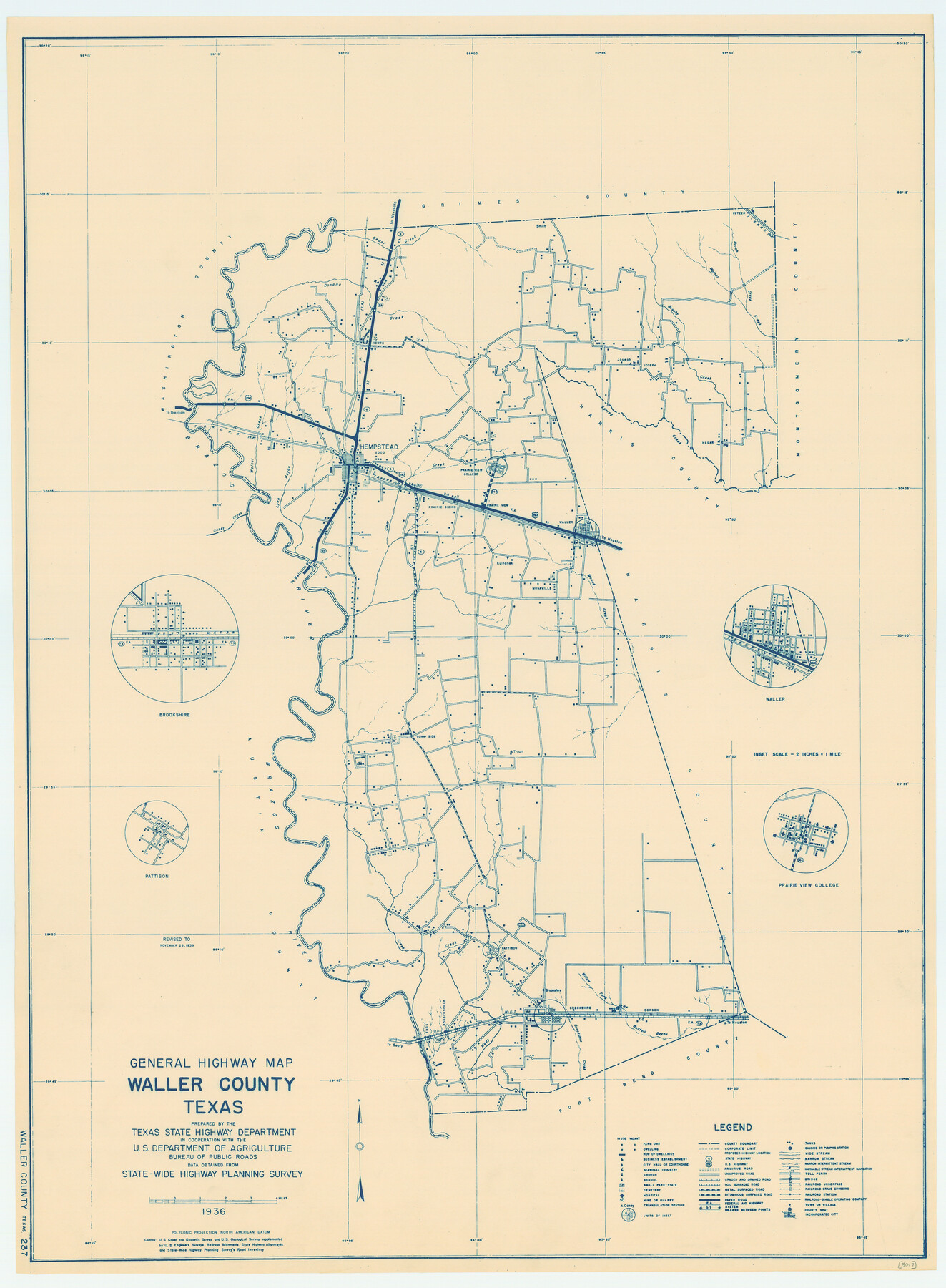 79270, General Highway Map, Waller County, Texas, Texas State Library and Archives