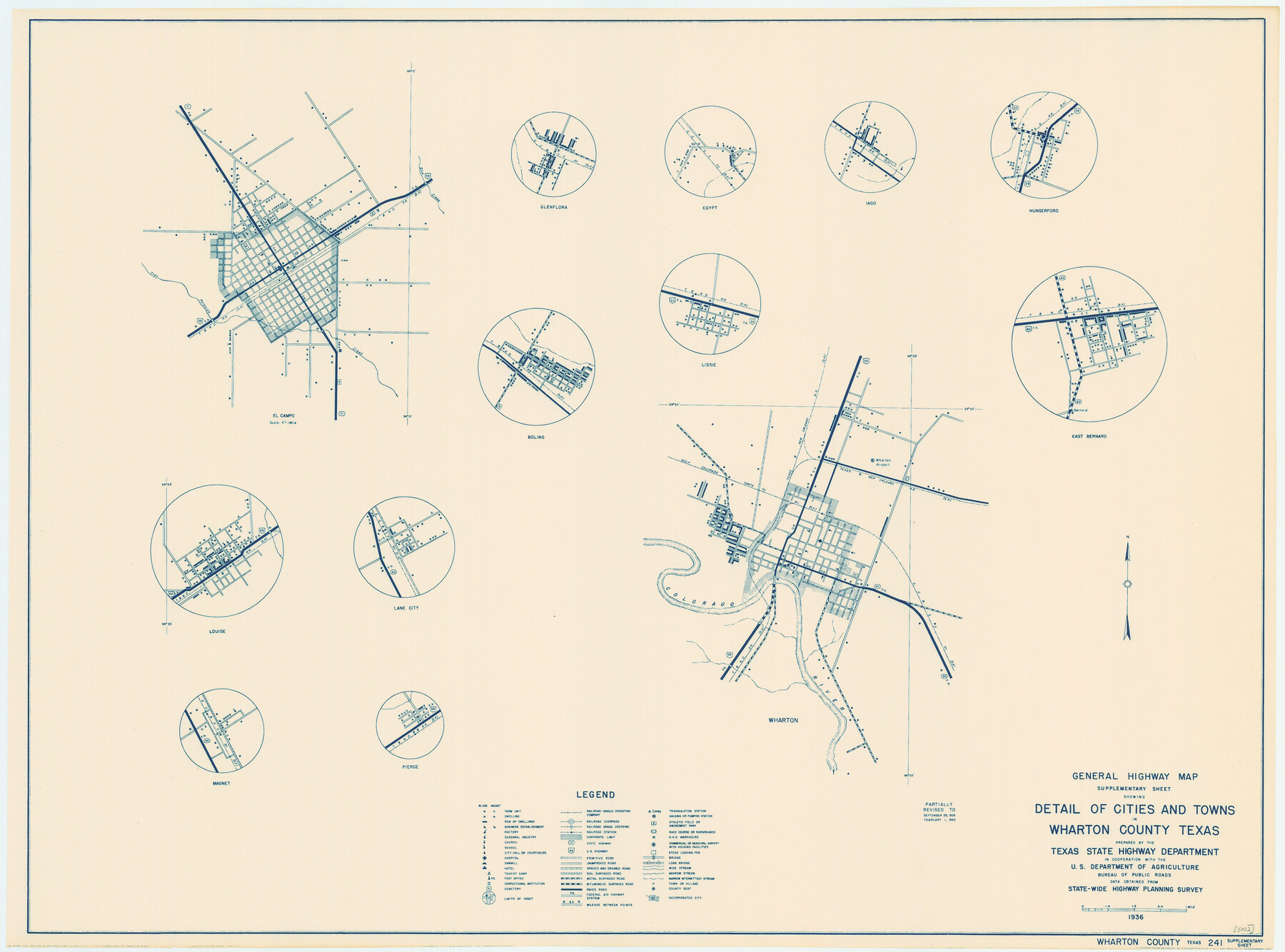 79275, General Highway Map.  Detail of Cities and Towns in Wharton County, Texas [El Campo and Wharton], Texas State Library and Archives