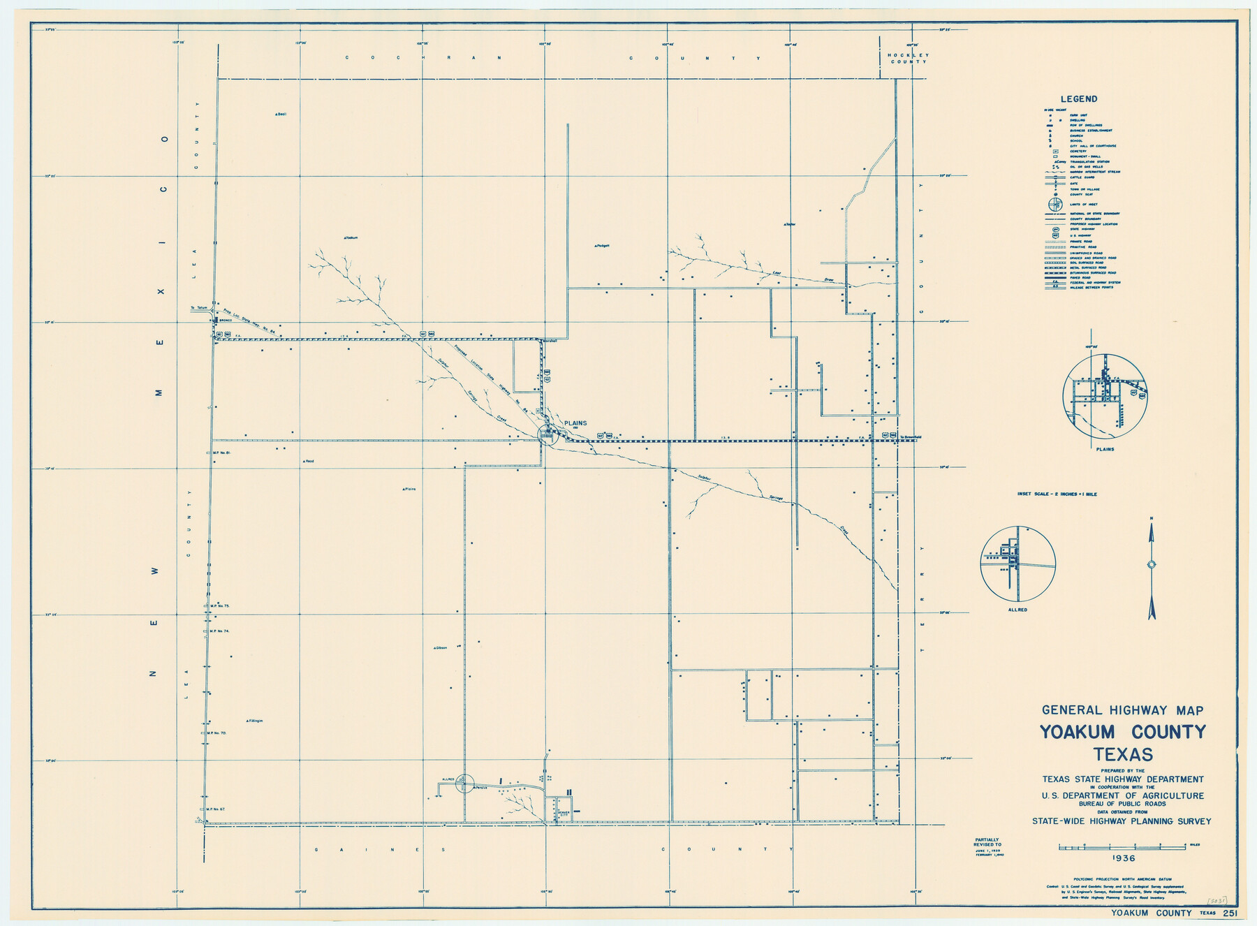 79285, General Highway Map, Yoakum County, Texas, Texas State Library and Archives