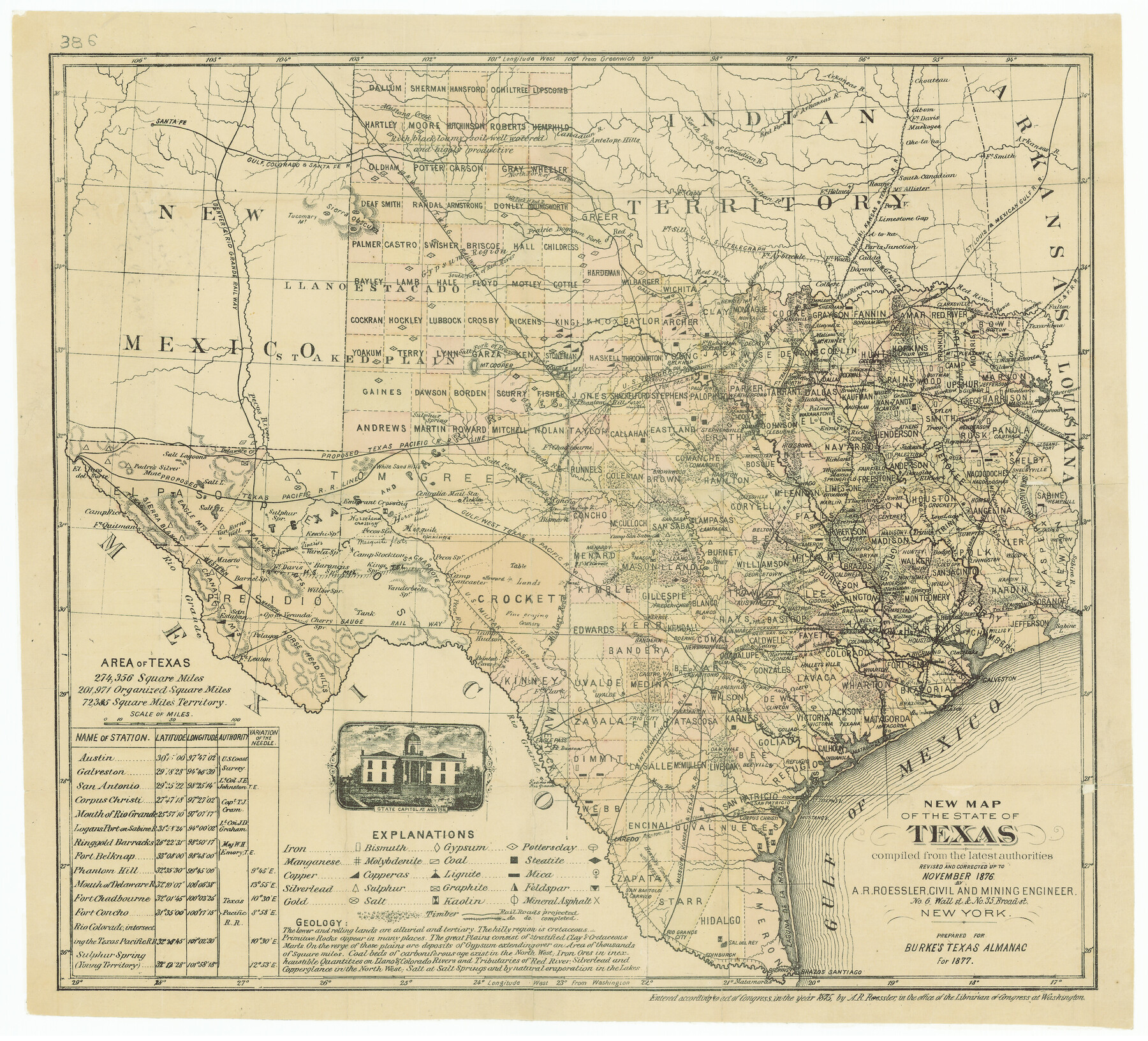 79300, New Map of the State of Texas compiled from the latest authorities, Texas State Library and Archives
