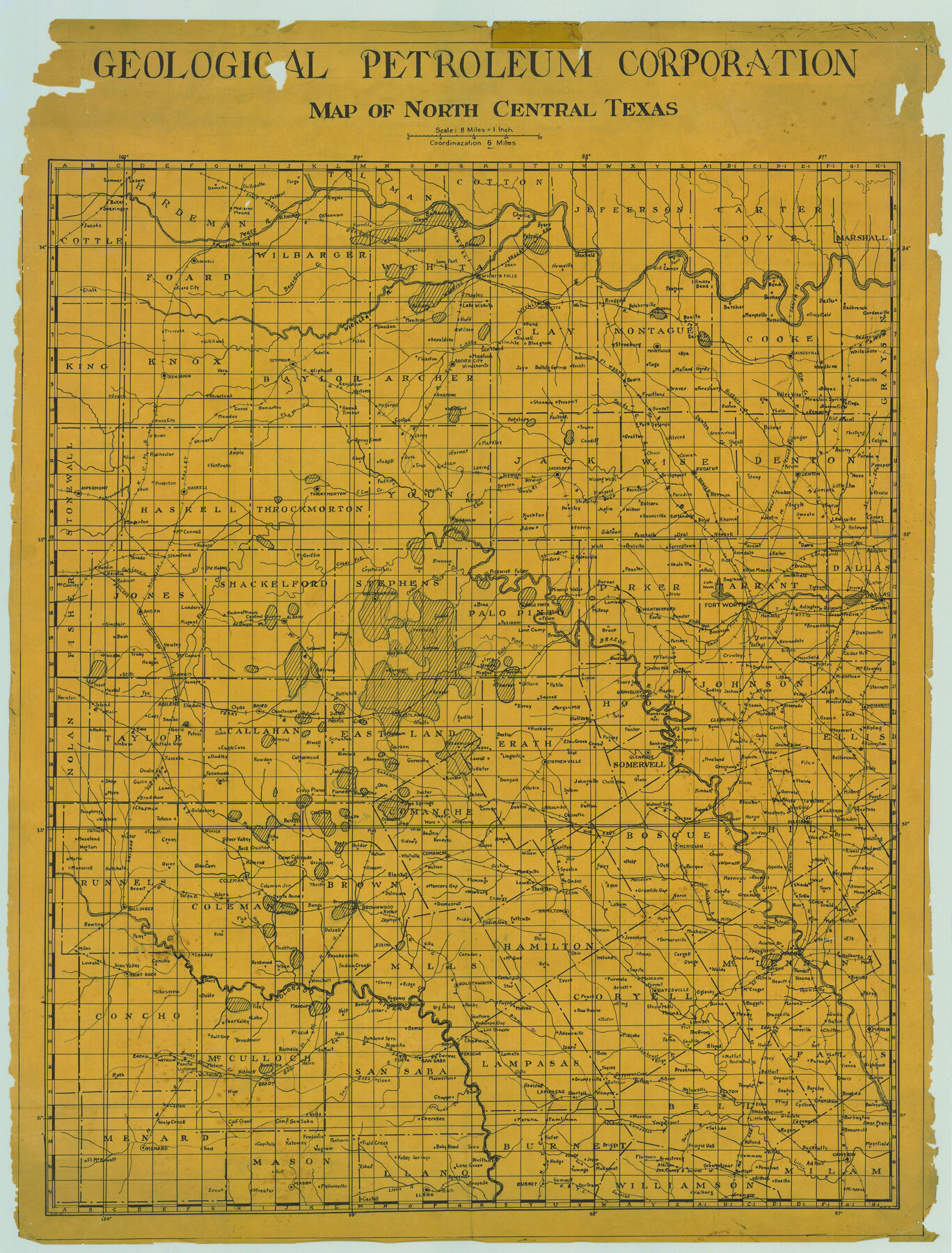 79305, Geological Petroleum Corporation Map of North Central Texas, Texas State Library and Archives