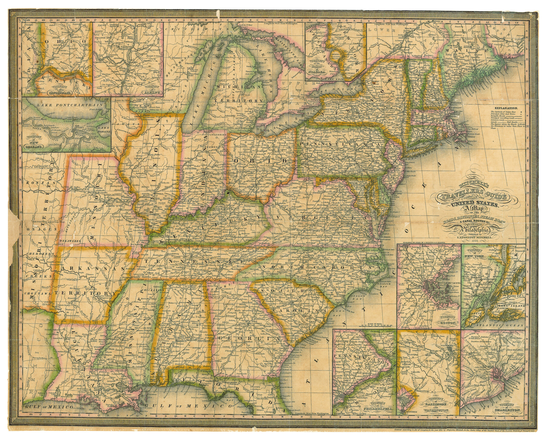 79314, Mitchell's Travellers Guide Through the United States. A Map of the Roads, Distances, Steam Boat, and Canal Routes etc., Texas State Library and Archives
