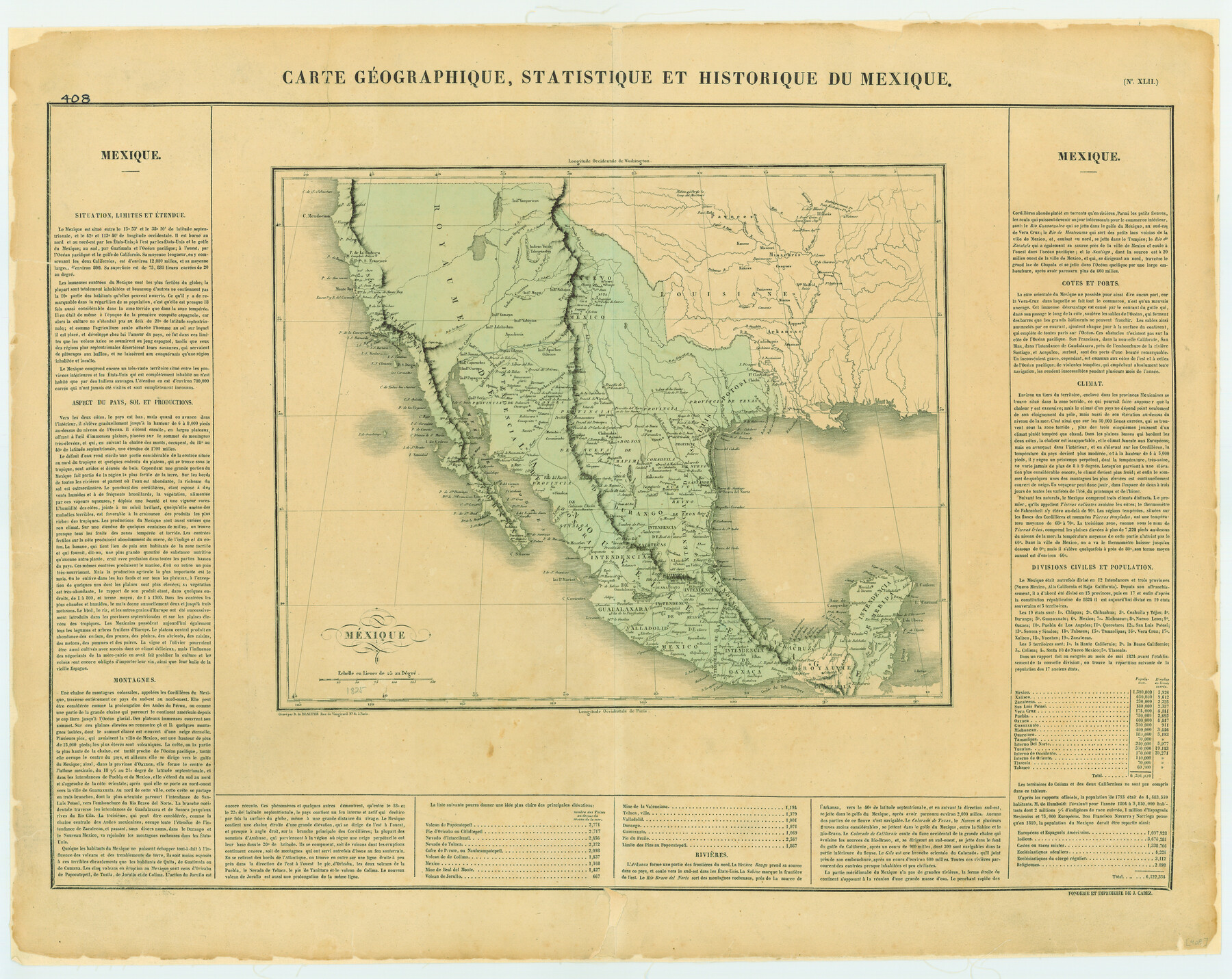 79315, Carte Geographique, Statistique et Historique du Mexique, Texas State Library and Archives