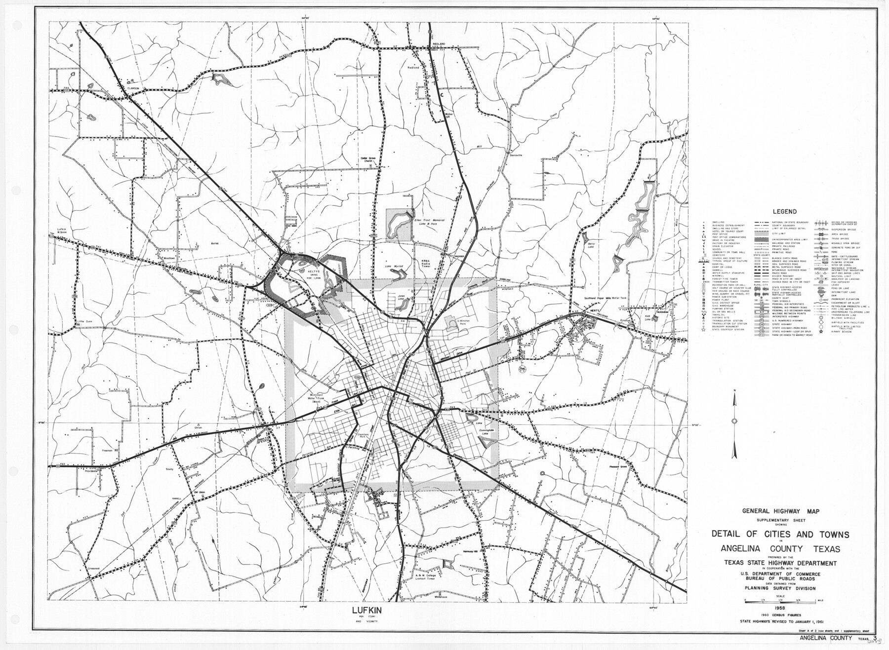 General Highway Map. Detail of Cities and Towns in Angelina County