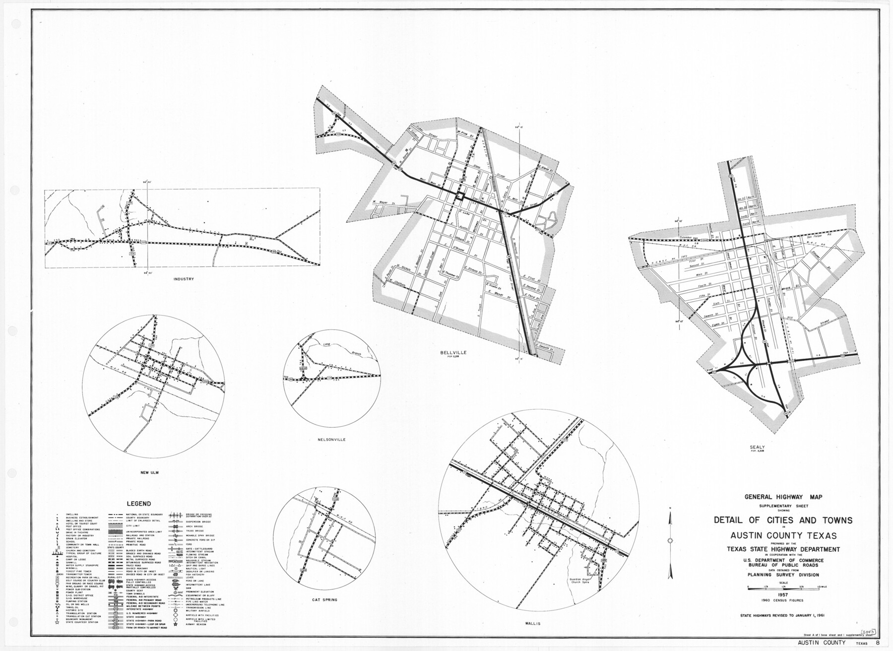 79358, General Highway Map.  Detail of Cities and Towns in Austin County, Texas [Sealy and Bellville, etc.], Texas State Library and Archives