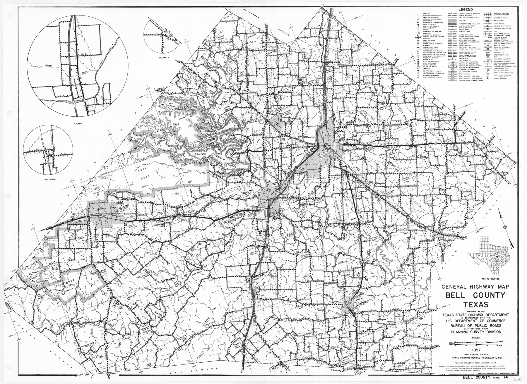 79366, General Highway Map, Bell County, Texas, Texas State Library and Archives