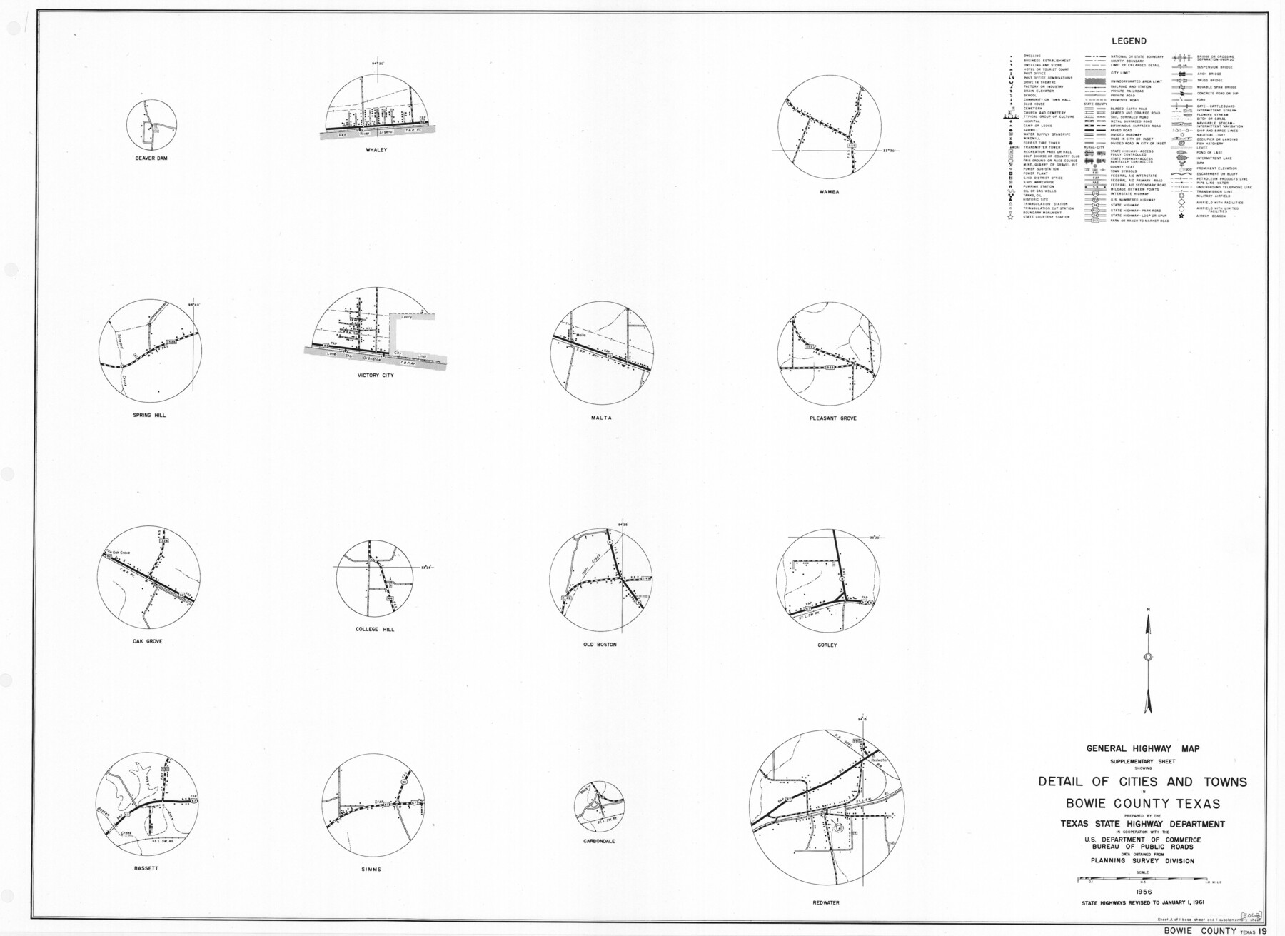 79381, General Highway Map.  Detail of Cities and Towns in Bowie County, Texas, Texas State Library and Archives