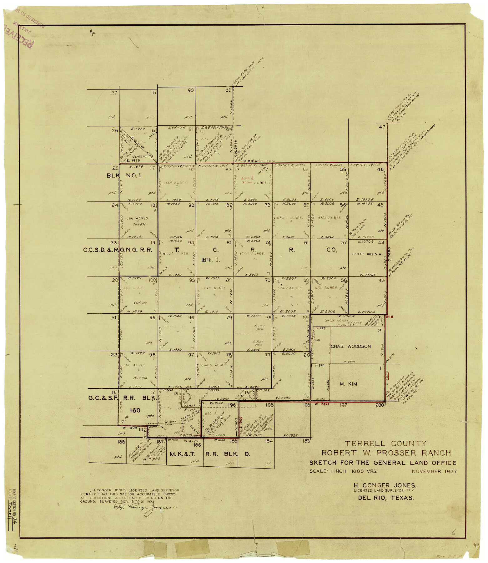 7939, Terrell County Rolled Sketch 34, General Map Collection
