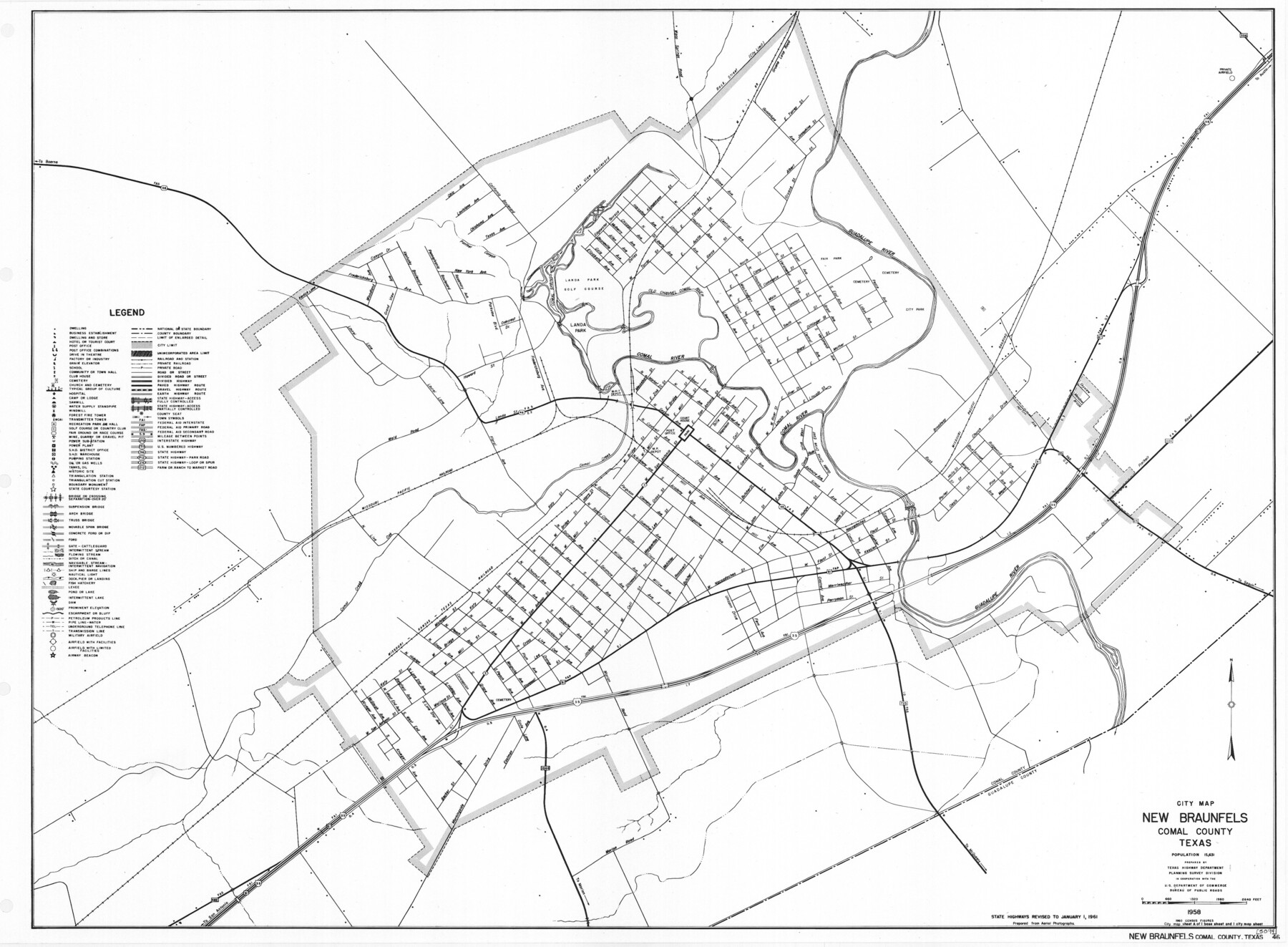 79418, General Highway Map.  Detail of Cities and Towns in Comal County, Texas.  City Map [of] New Braunfels, Comal County, Texas, Texas State Library and Archives