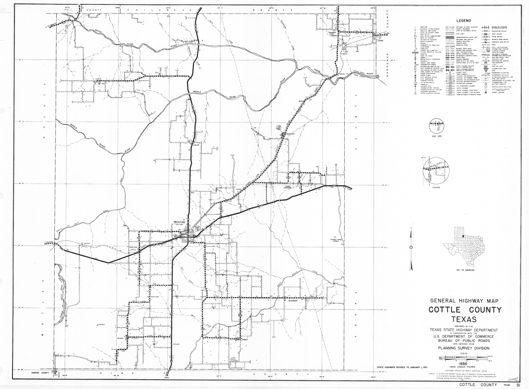 79423, General Highway Map, Cottle County, Texas, Texas State Library and Archives