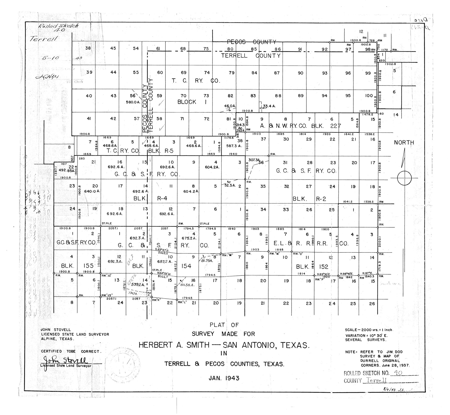 7944, Terrell County Rolled Sketch 40, General Map Collection