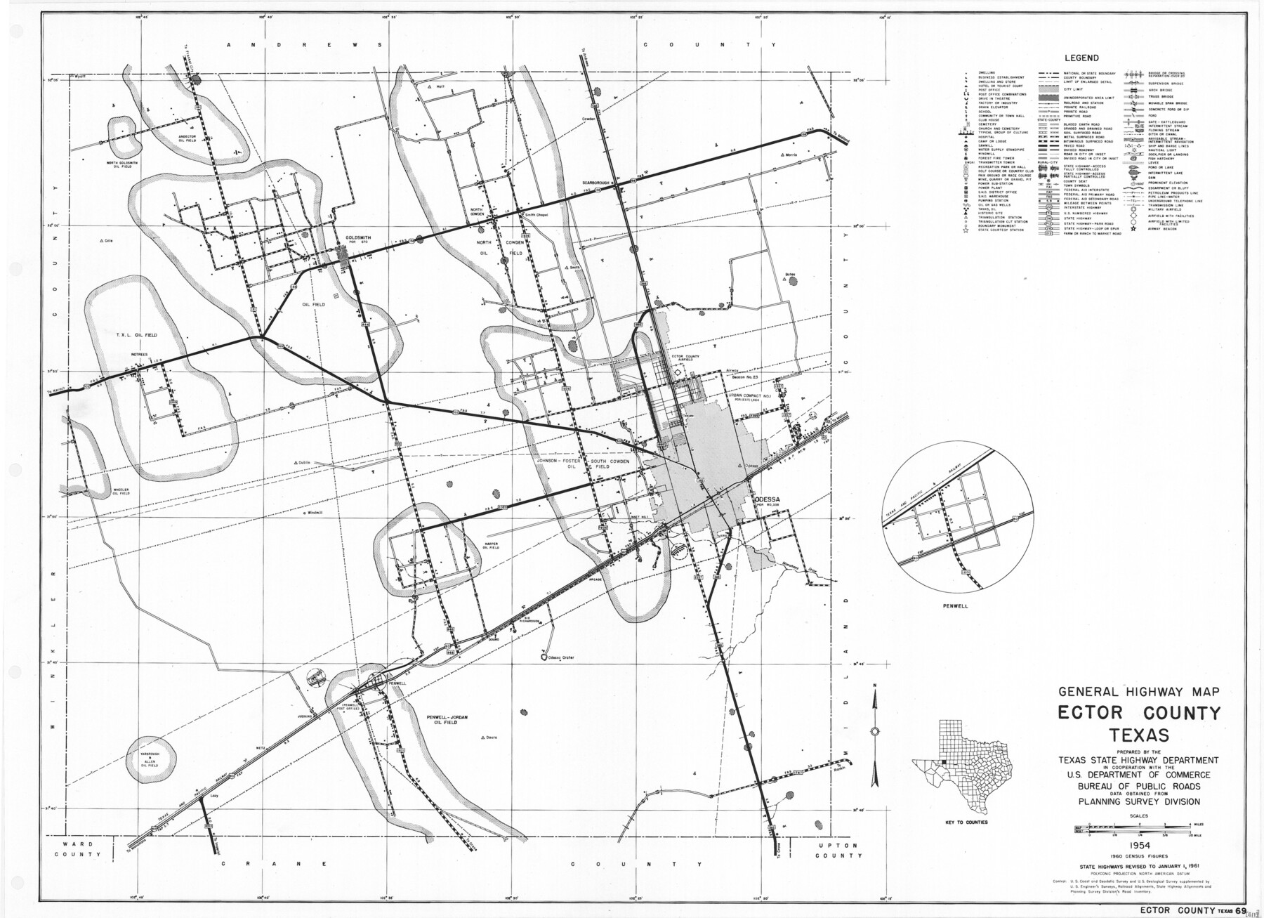 79451, General Highway Map, Ector County, Texas, Texas State Library and Archives