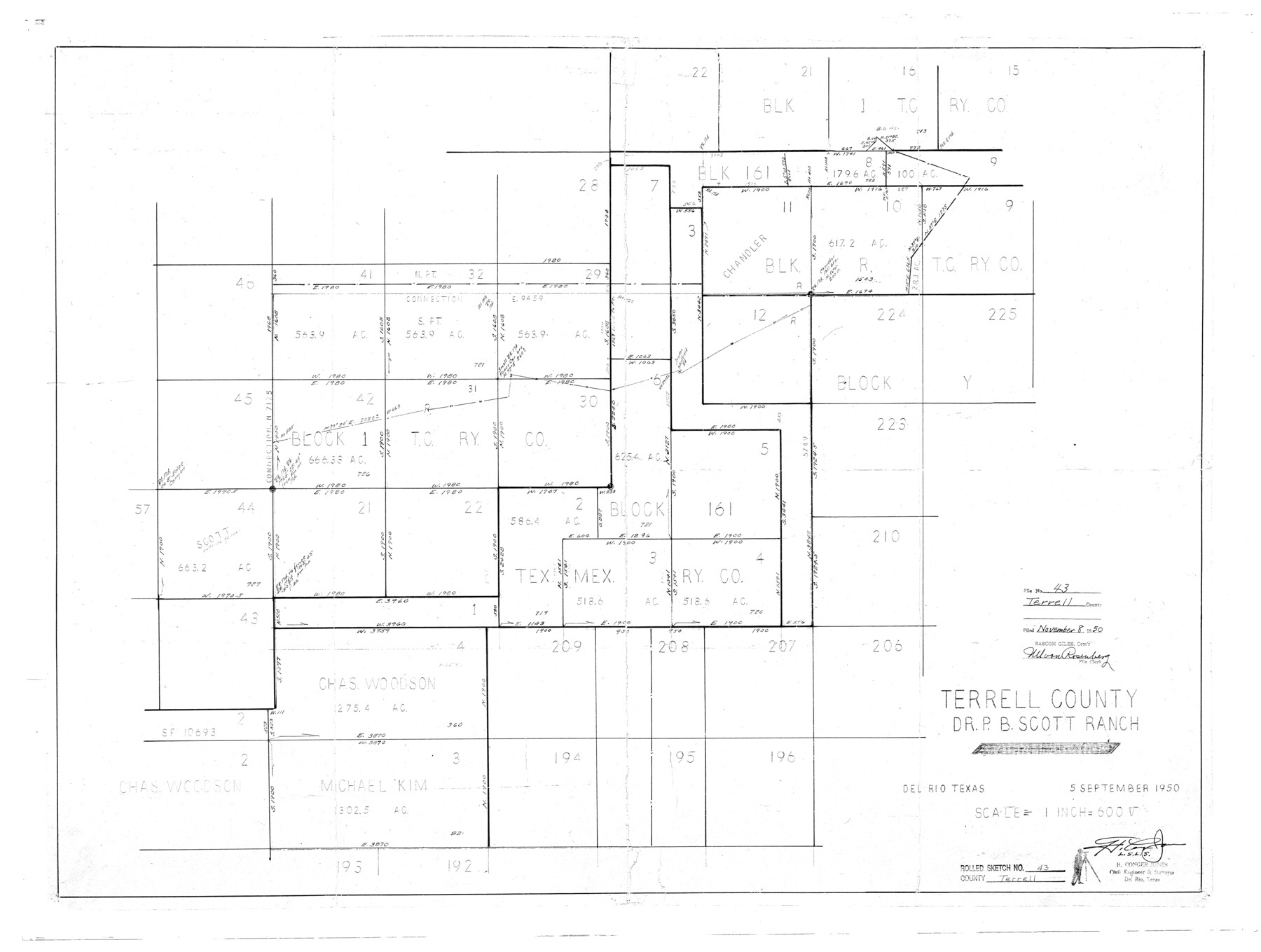 7946, Terrell County Rolled Sketch 43, General Map Collection