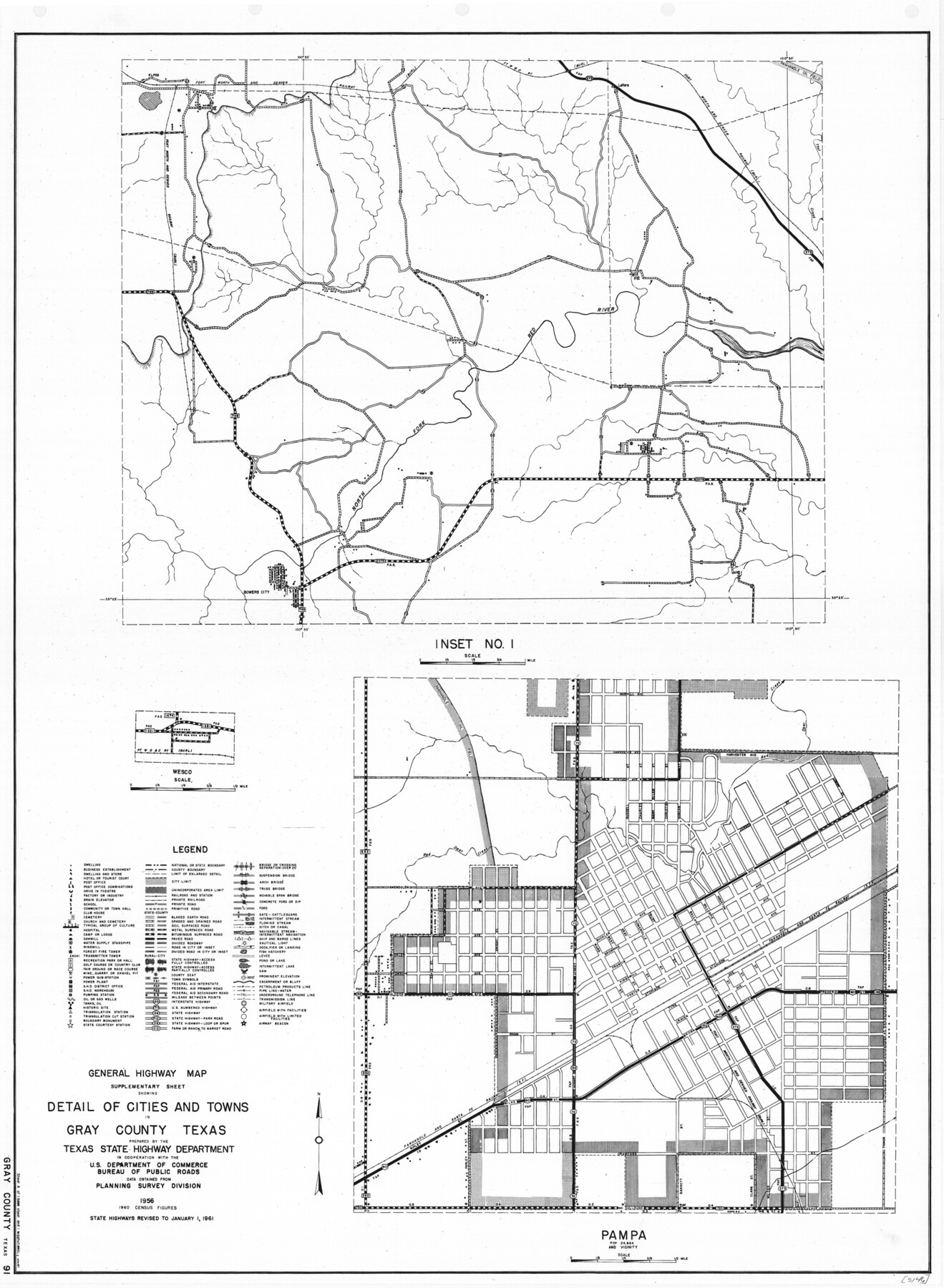 79484, General Highway Map.  Detail of Cities and Towns in Gray County, Texas.  [Pampa and vicinity], Texas State Library and Archives