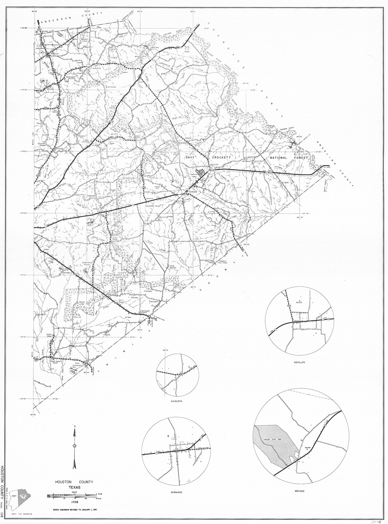 79525, General Highway Map, Houston County, Texas, Texas State Library and Archives