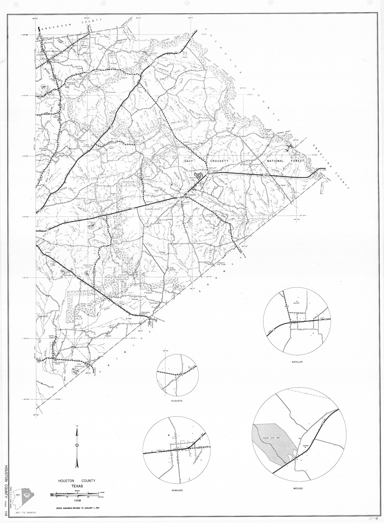 79525, General Highway Map, Houston County, Texas, Texas State Library and Archives